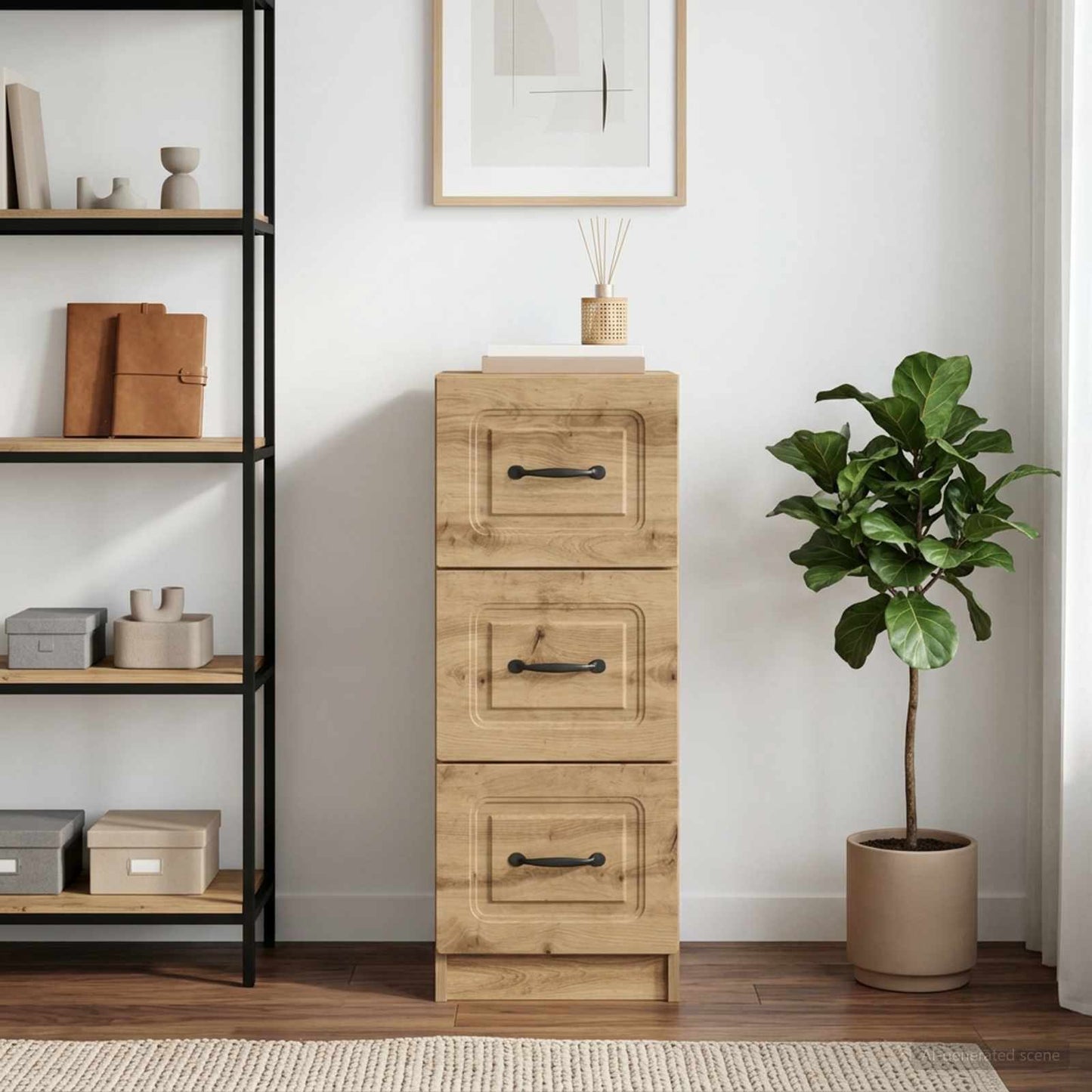 Drawer Cabinet Artisan Oak 33 x 34.5 x 87 cm Engineered Wood
