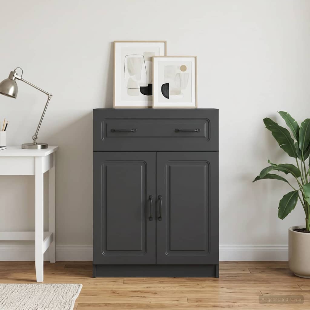 Sideboard with Drawer Black 66 x 34.5 x 87 cm Engineered Wood