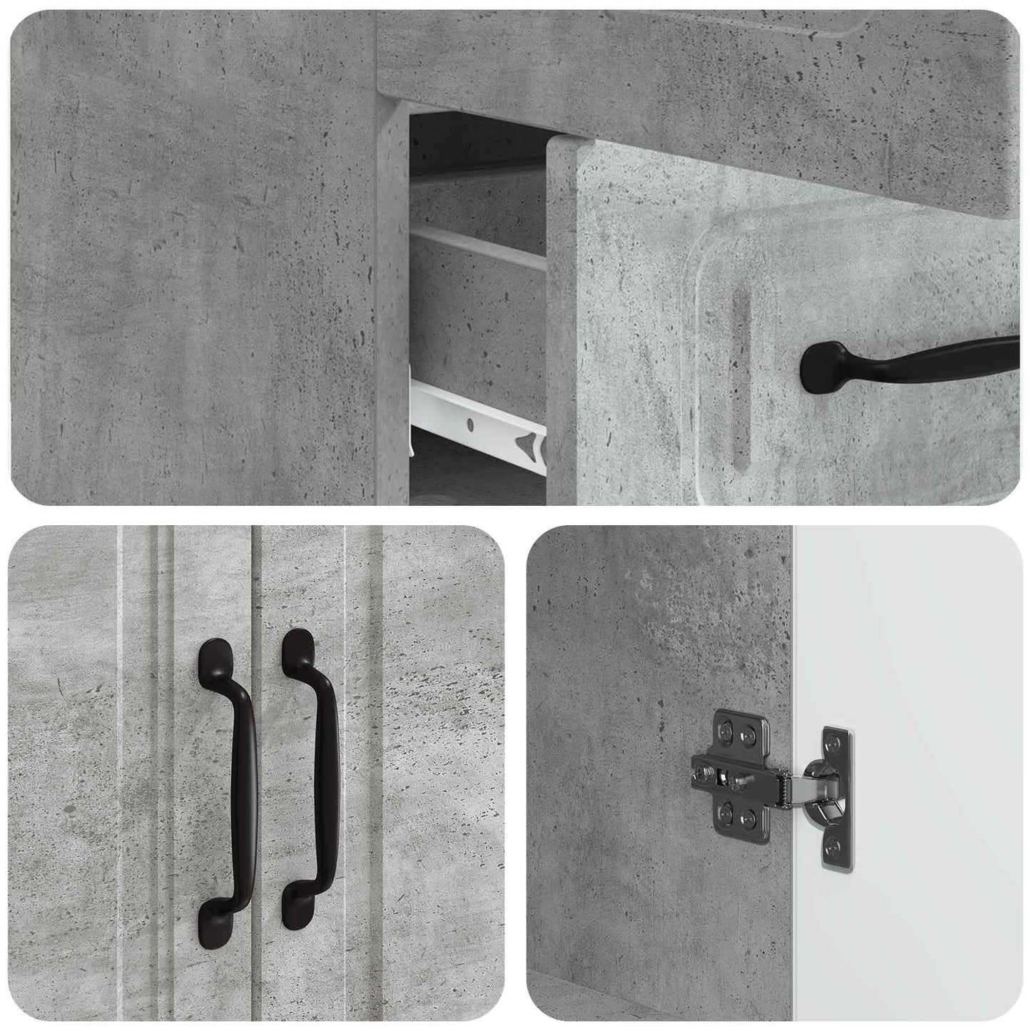 Sideboard Concrete Grey 66 x 34.5 x 92 cm Engineered Wood