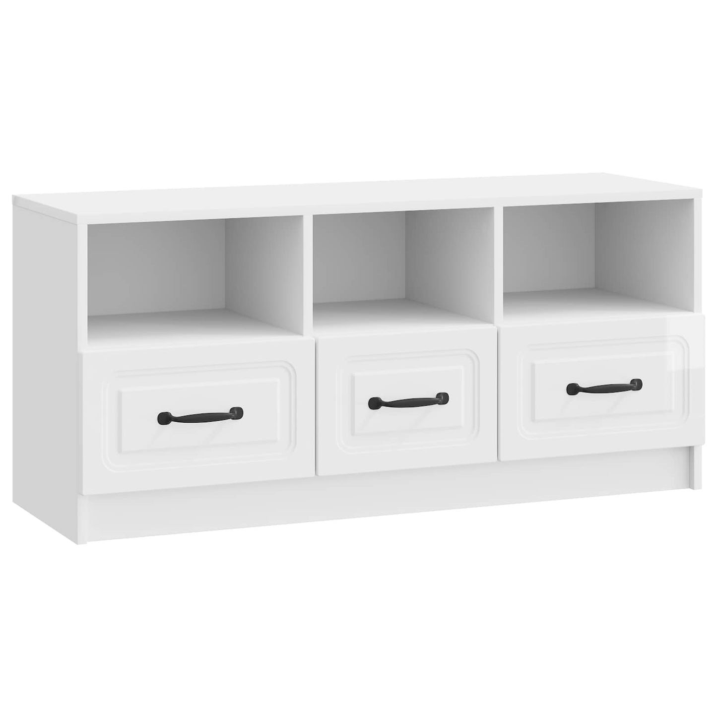TV Cabinet High Gloss White 102 x 34.5 x 47 cm Engineered Wood