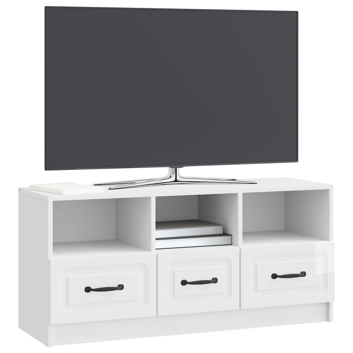 TV Cabinet High Gloss White 102 x 34.5 x 47 cm Engineered Wood