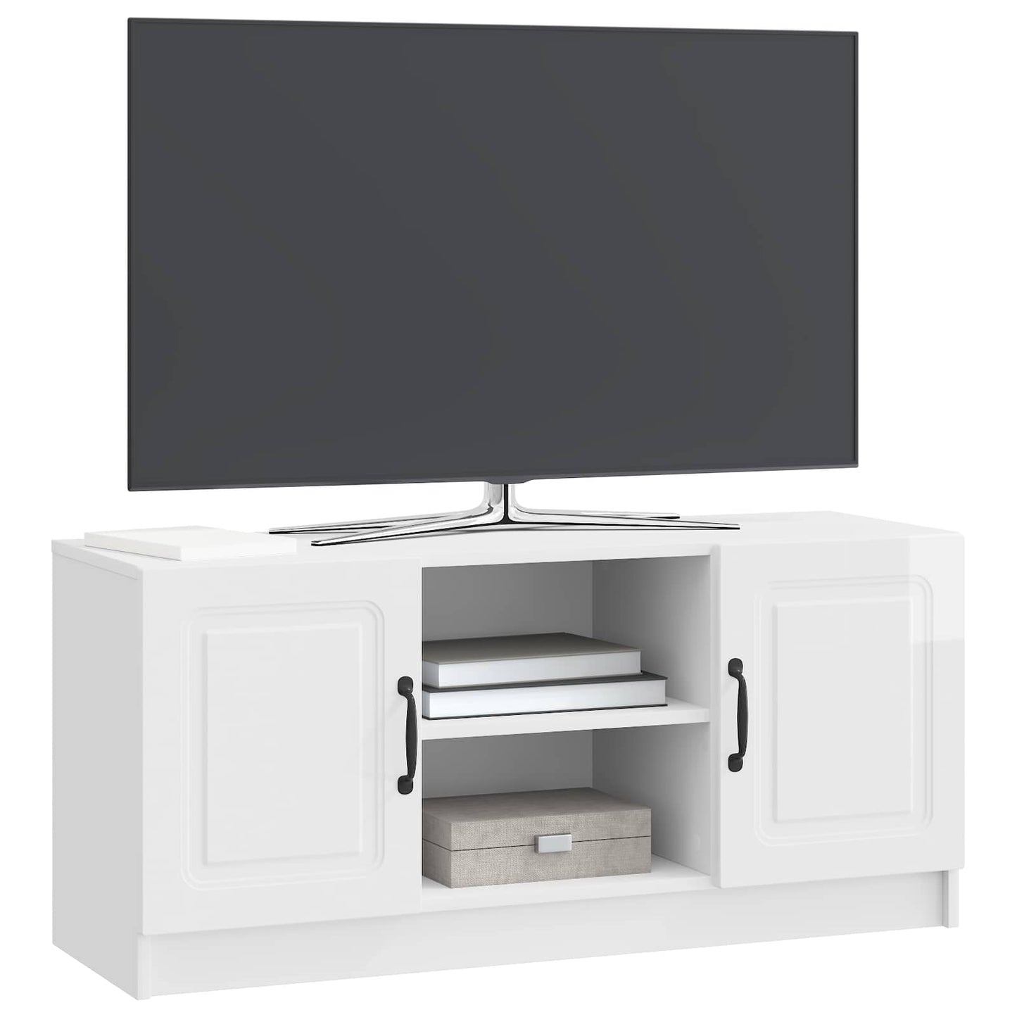 TV Cabinet High Gloss White 102 x 34.5 x 47 cm Engineered Wood