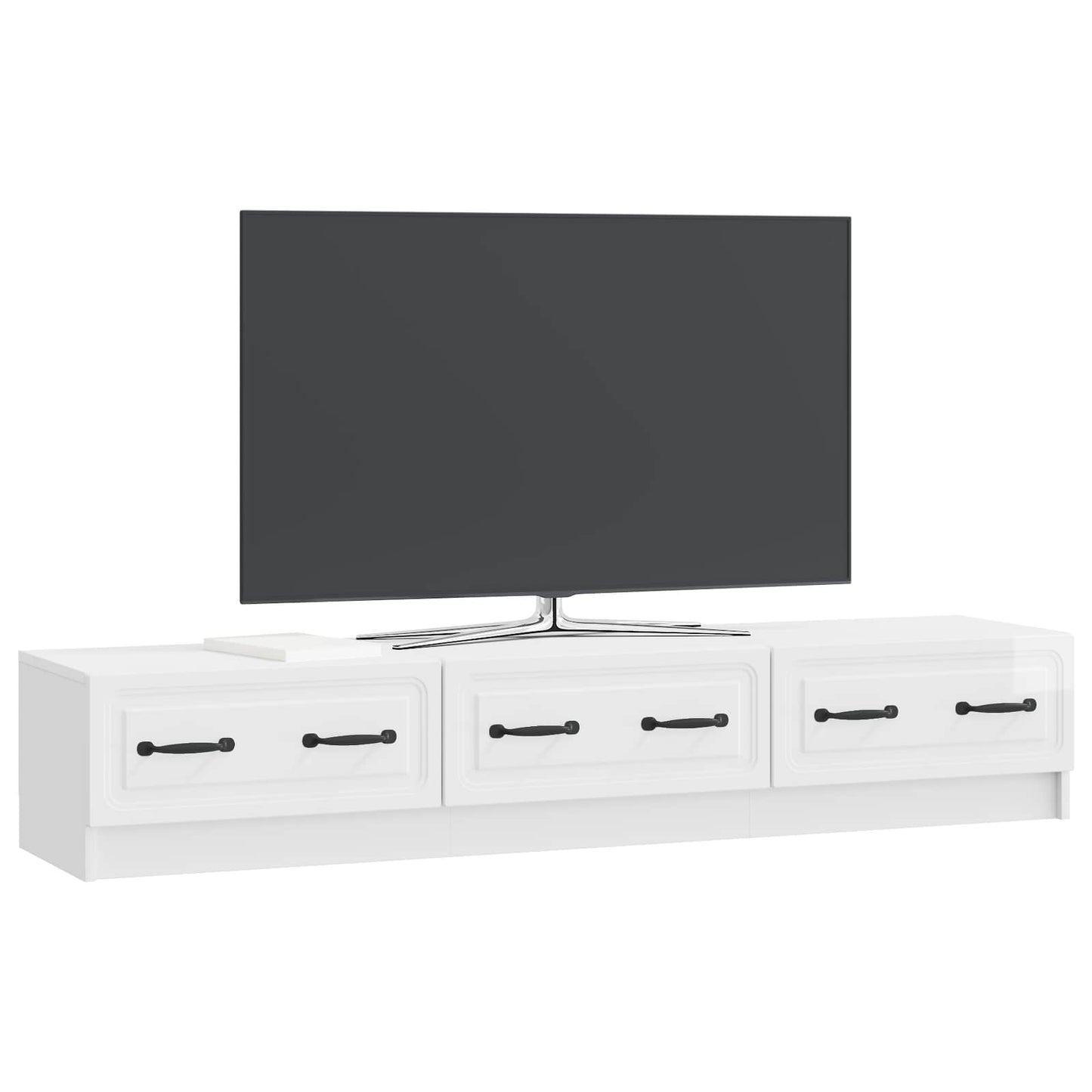 TV Cabinet High Gloss White 147 x 34.5 x 27 cm Engineered Wood