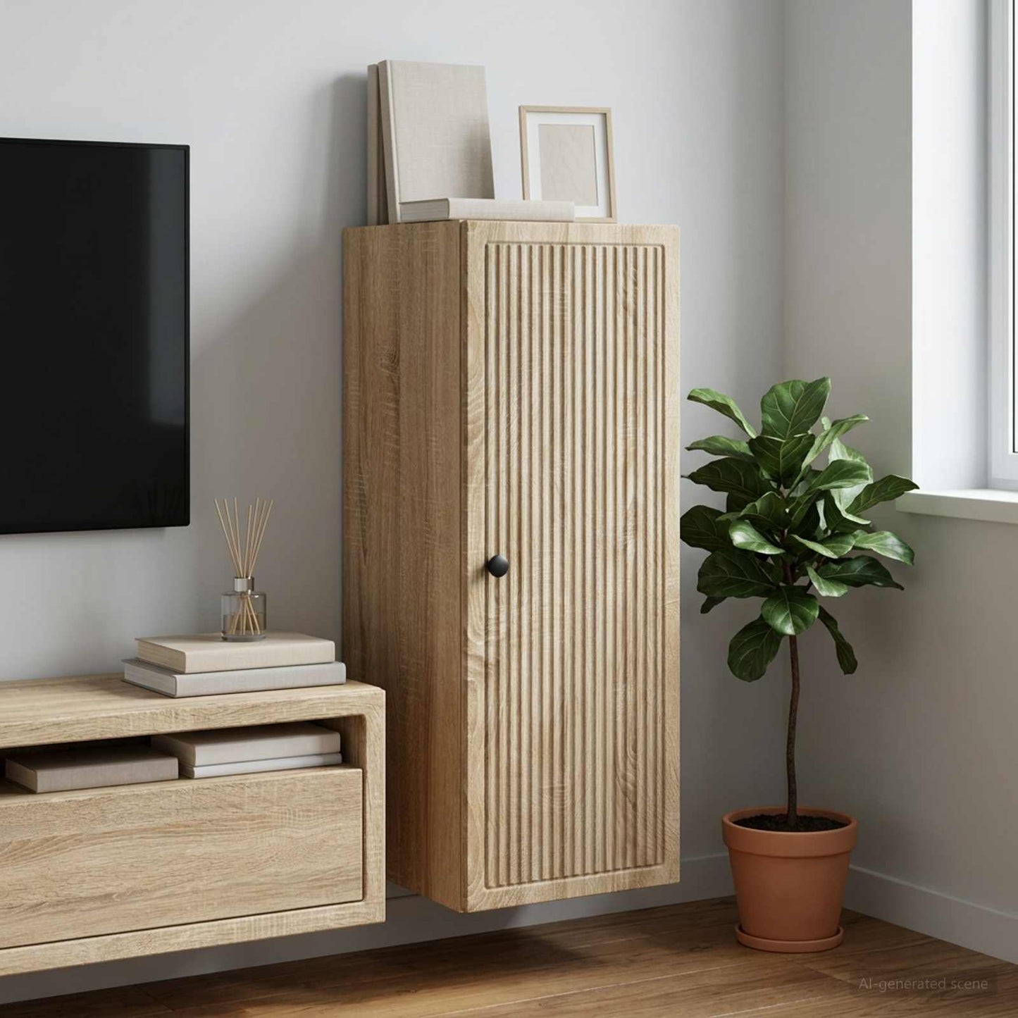 Wall-Mounted Cabinet Sonoma Oak 33 x 34.5 x 90 cm