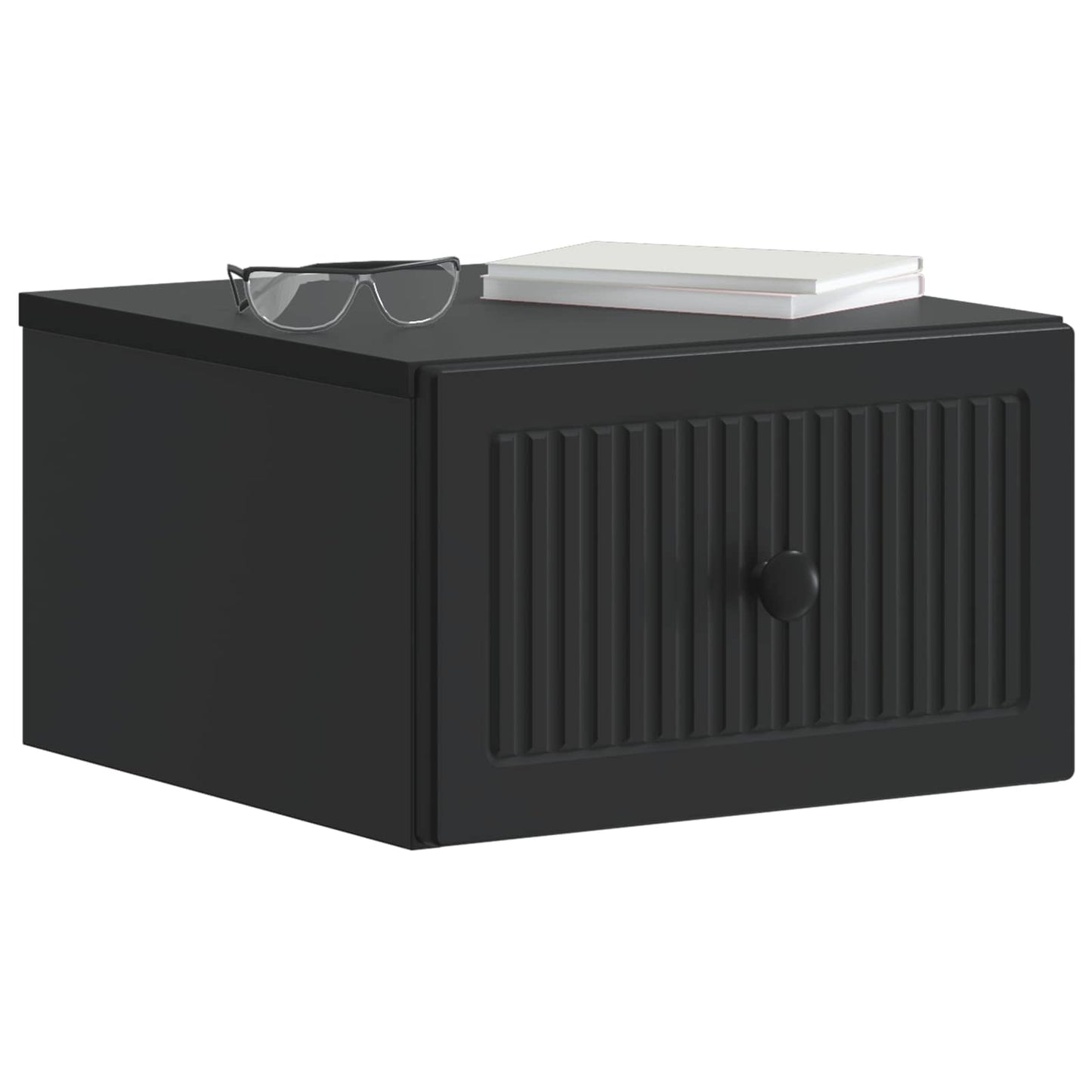 Wall-Mounted Bedside Cabinet Black 33 x 34.5 x 20 cm