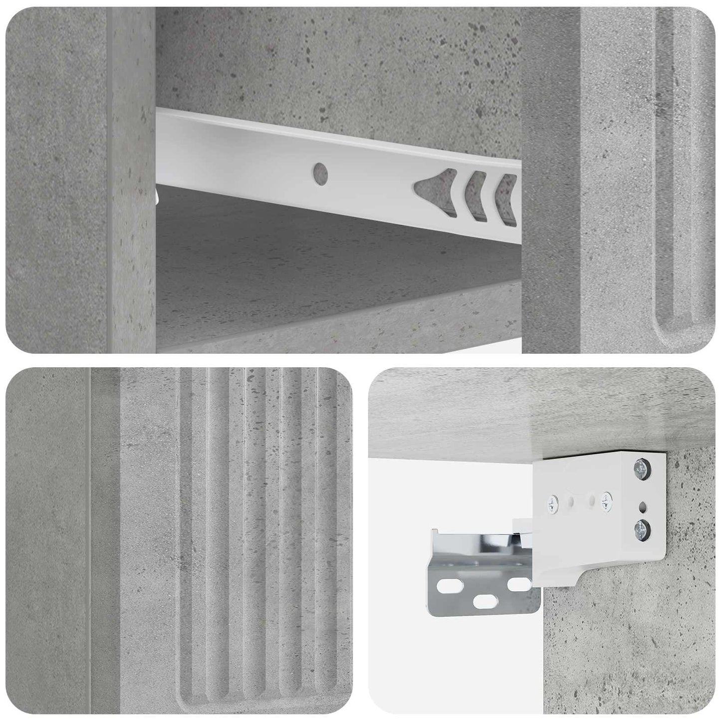 Wall-Mounted Bedside Cabinet 2 pcs Concrete Grey