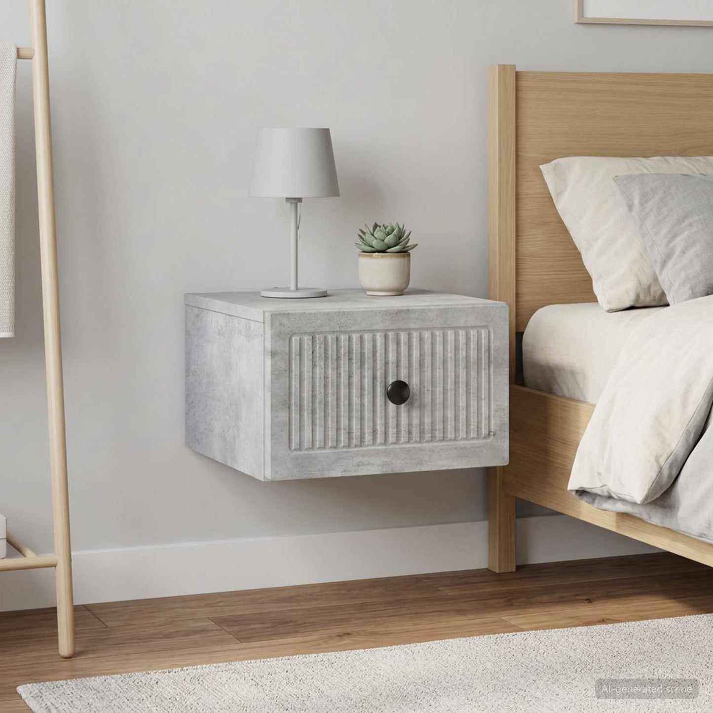 Wall-Mounted Bedside Cabinet with Drawer 2 pcs Concrete Grey