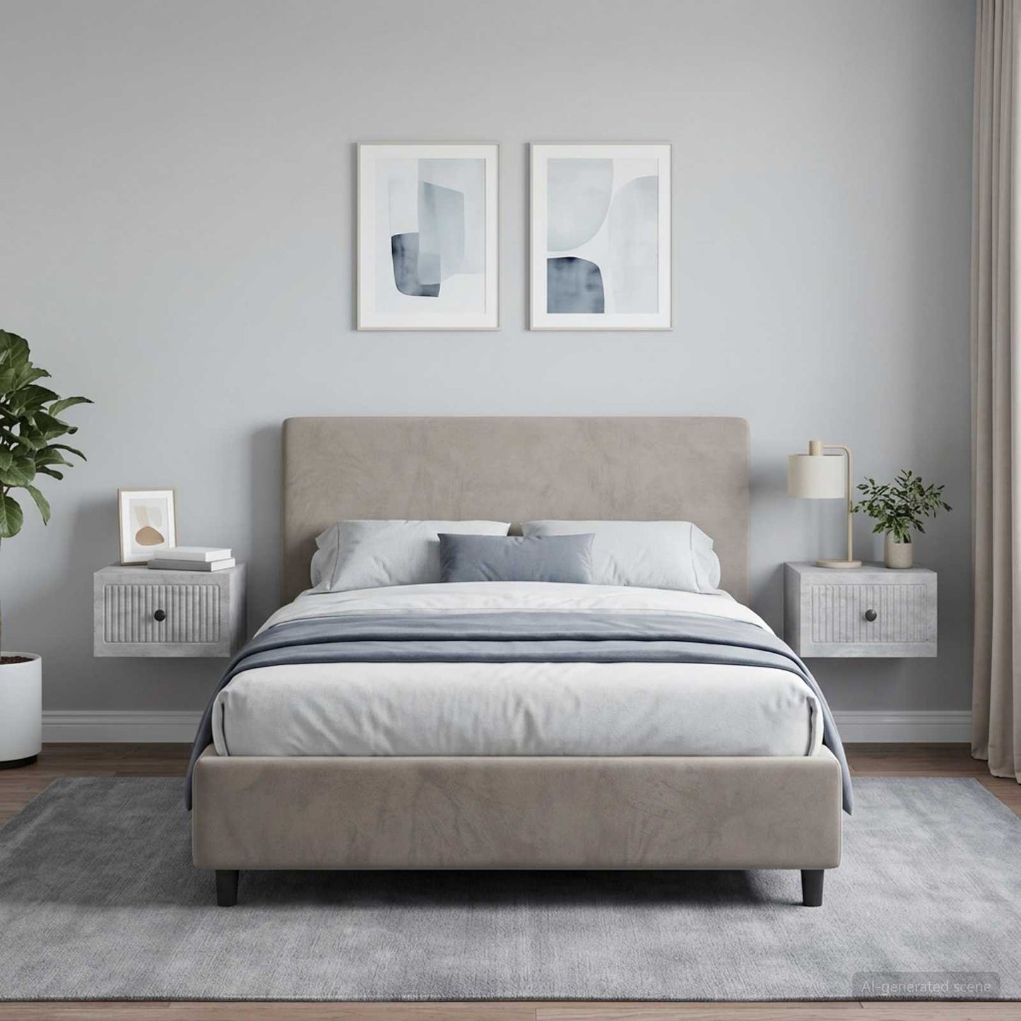 Wall-Mounted Bedside Cabinet with Drawer 2 pcs Concrete Grey