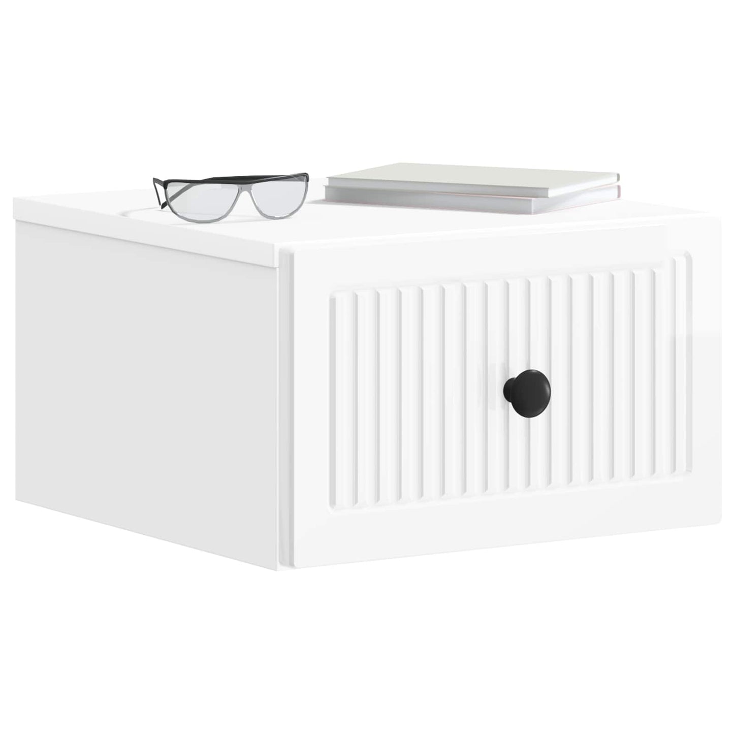 Wall-Mounted Bedside Cabinet with Drawer 2 pcs High Gloss White