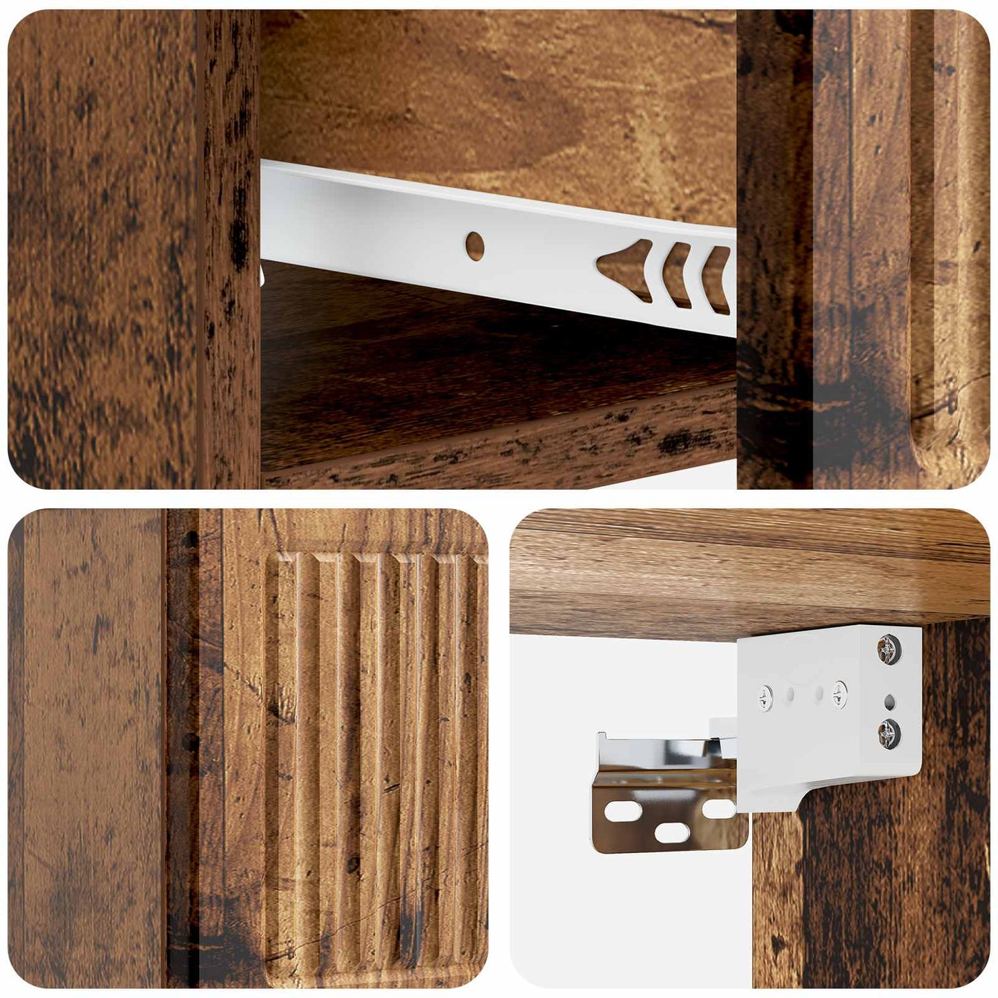 Wall-Mounted Bedside Cabinet Old Wood 33 x 34.5 x 20 cm
