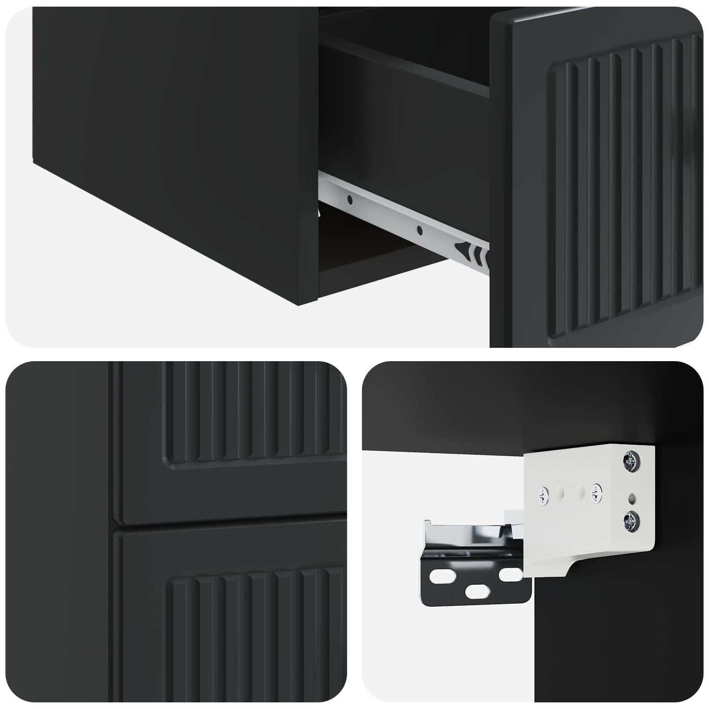 Wall-Mounted Bedside Cabinet 2 pcs Black 33 x 34.5 x 40 cm