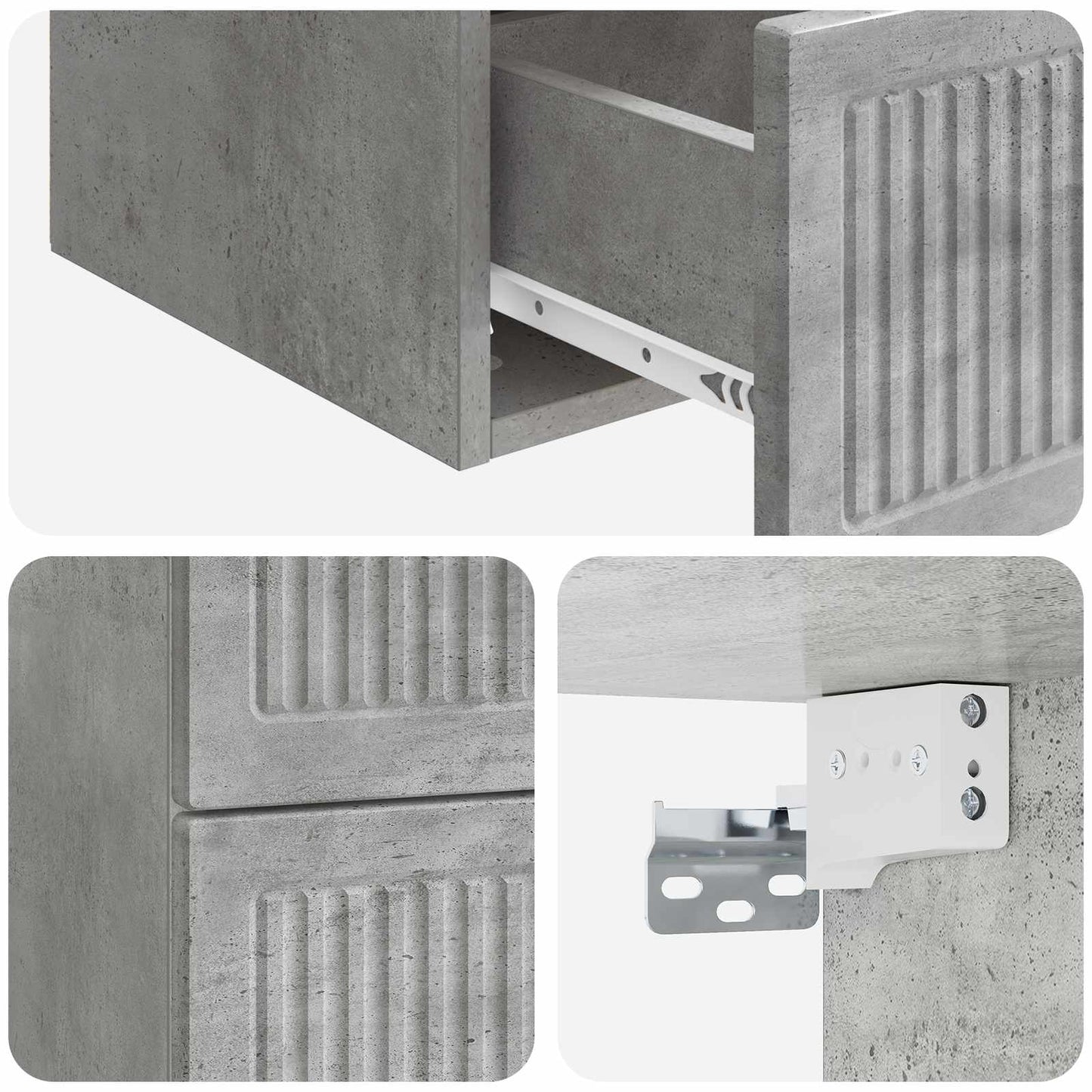 Wall-Mounted Bedside Cabinet with Drawer 2 pcs Concrete Grey