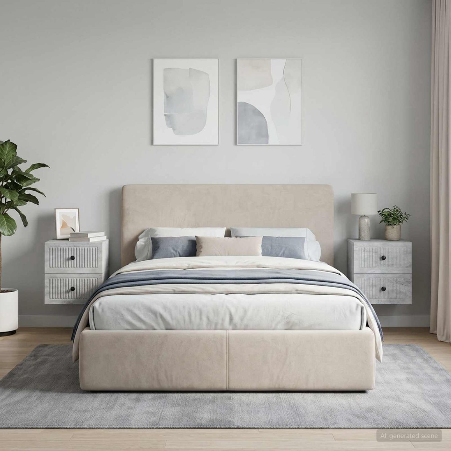 Wall-Mounted Bedside Cabinet with Drawer 2 pcs Concrete Grey