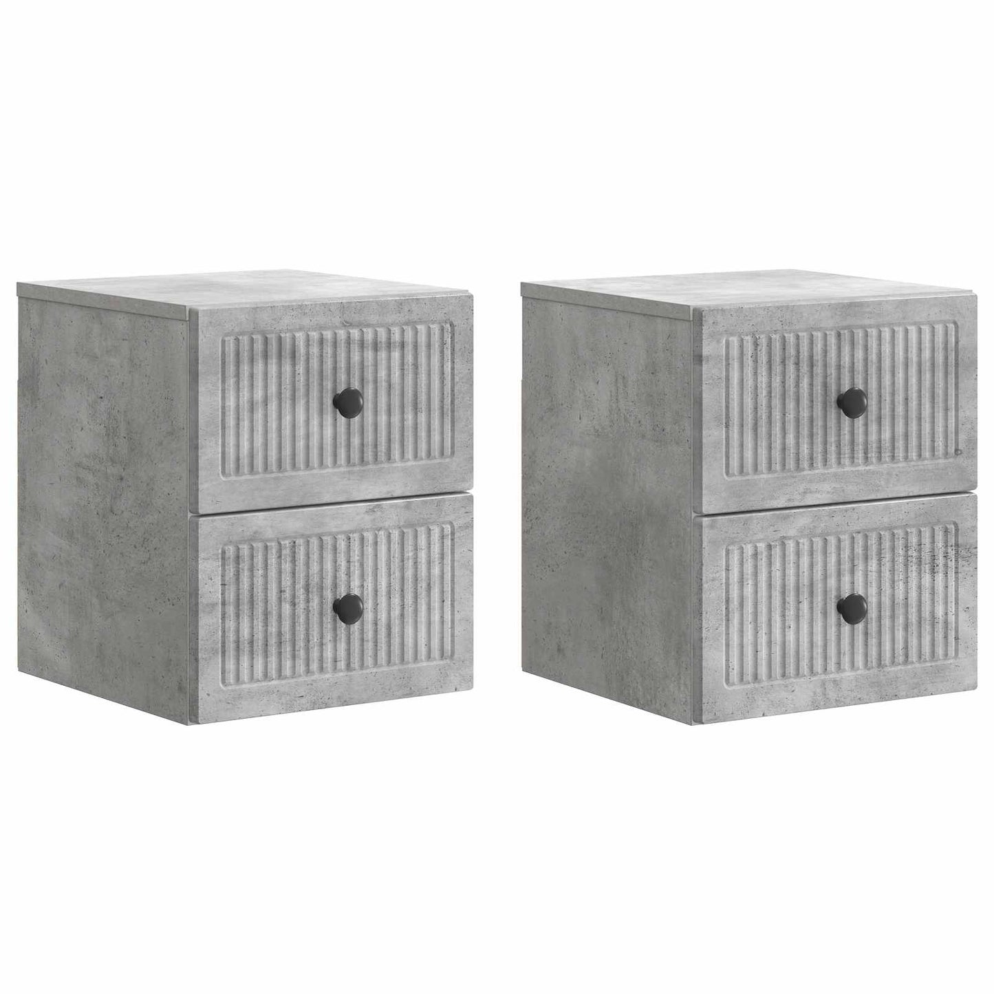 Wall-Mounted Bedside Cabinet with Drawer 2 pcs Concrete Grey