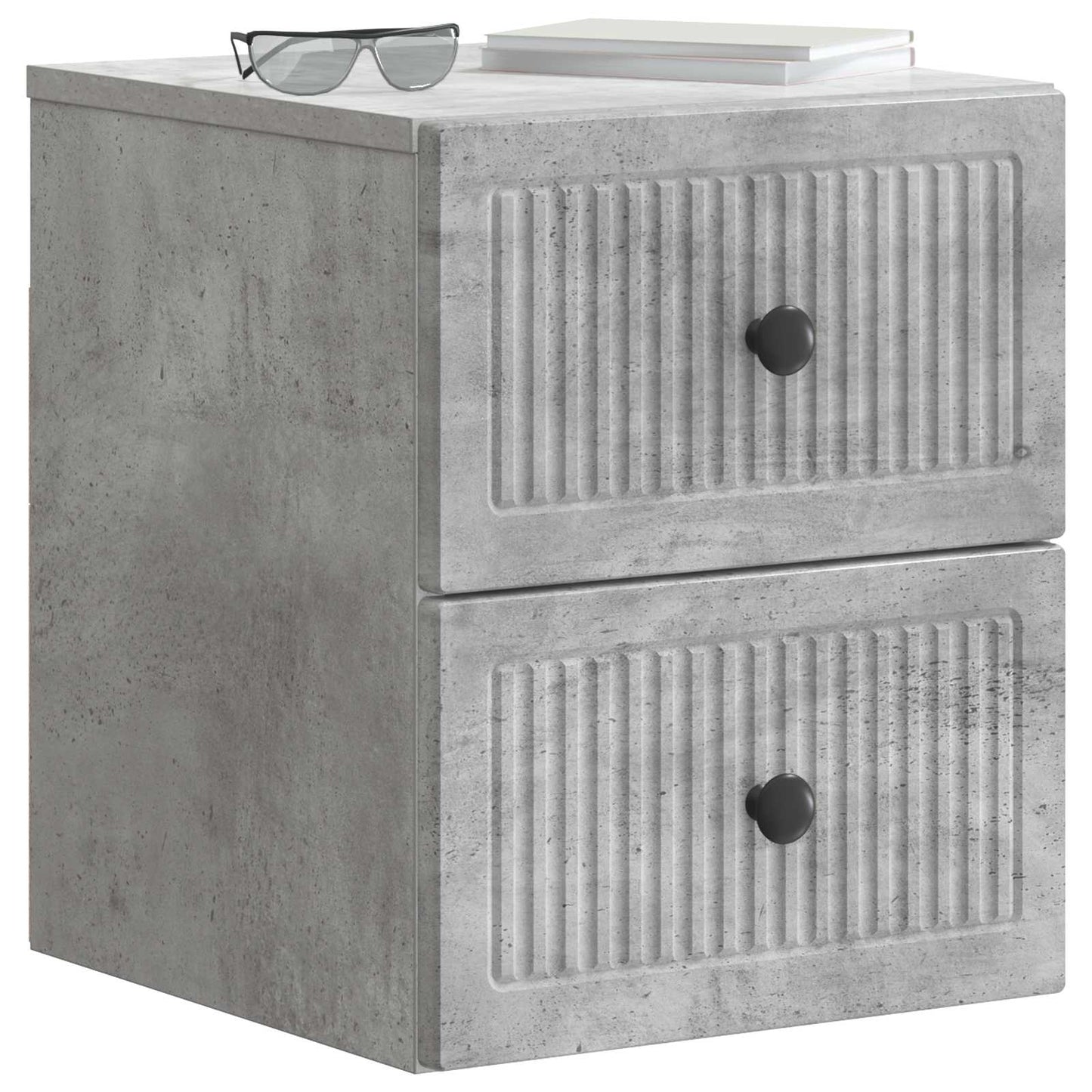 Wall-Mounted Bedside Cabinet with Drawer 2 pcs Concrete Grey