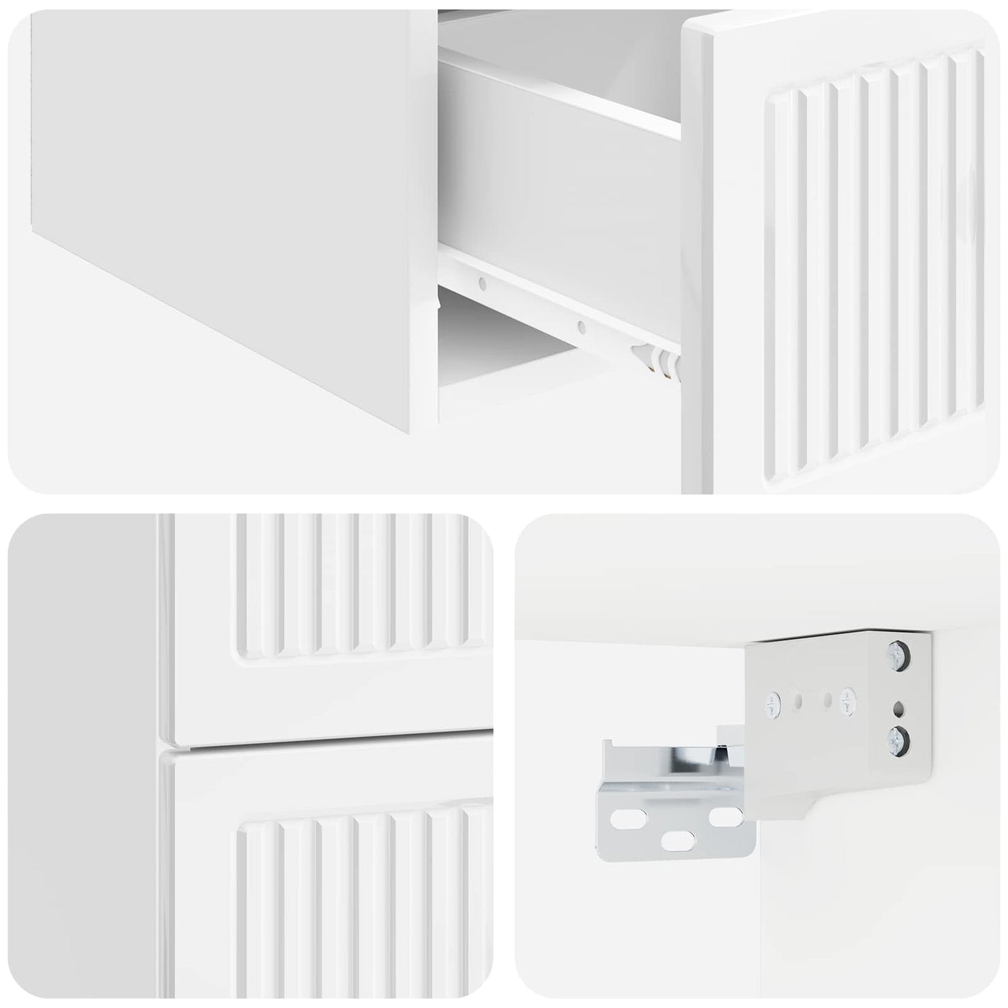 Wall-Mounted Bedside Cabinet with Drawer 2 pcs High Gloss White
