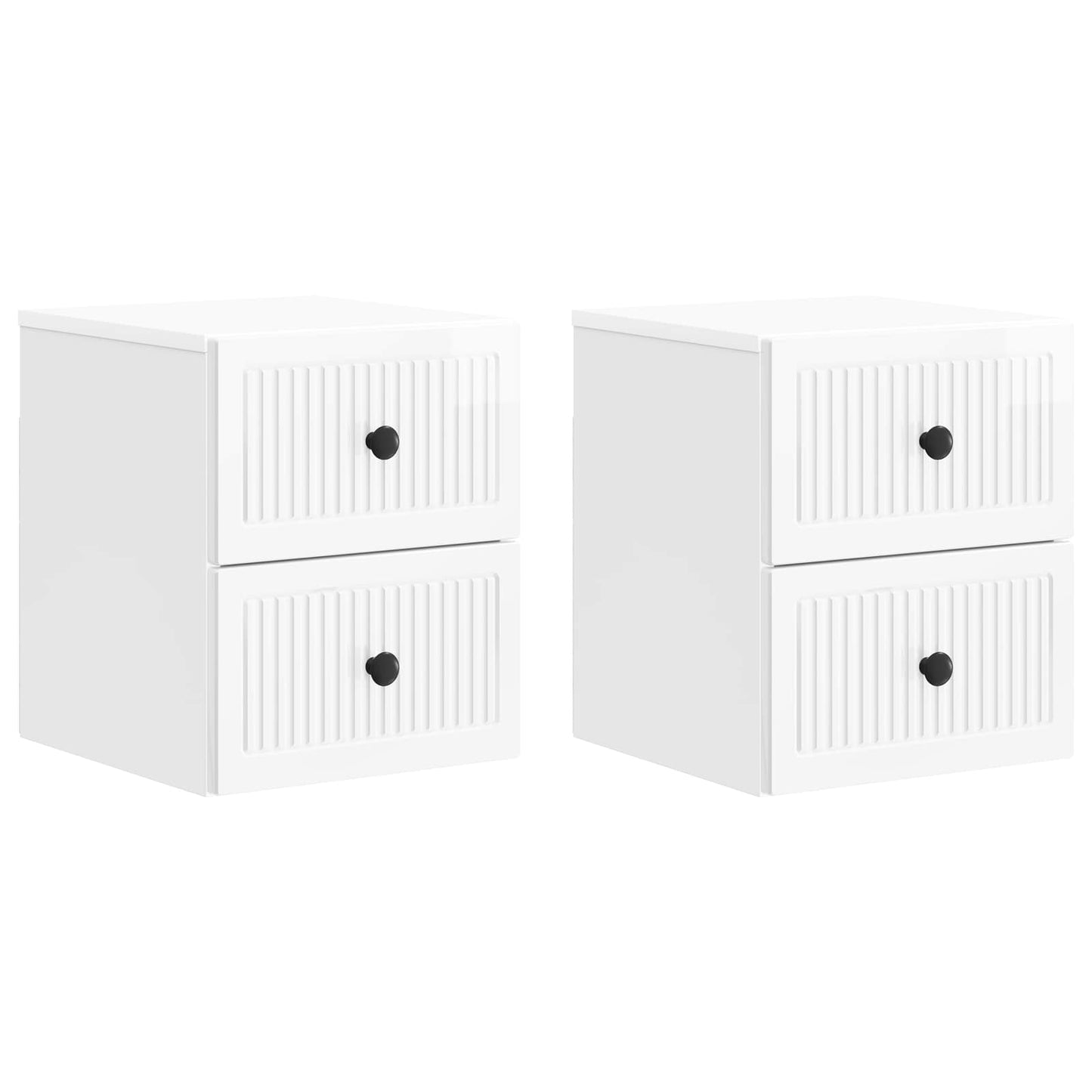 Wall-Mounted Bedside Cabinet with Drawer 2 pcs High Gloss White