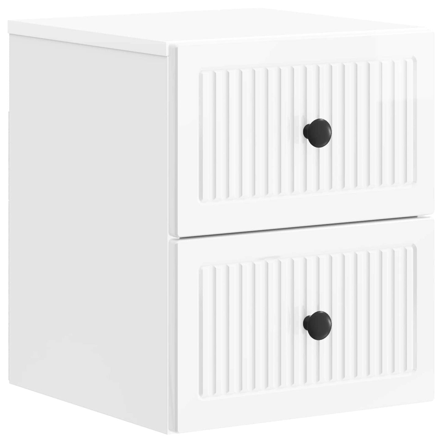Wall-Mounted Bedside Cabinet with Drawer 2 pcs High Gloss White