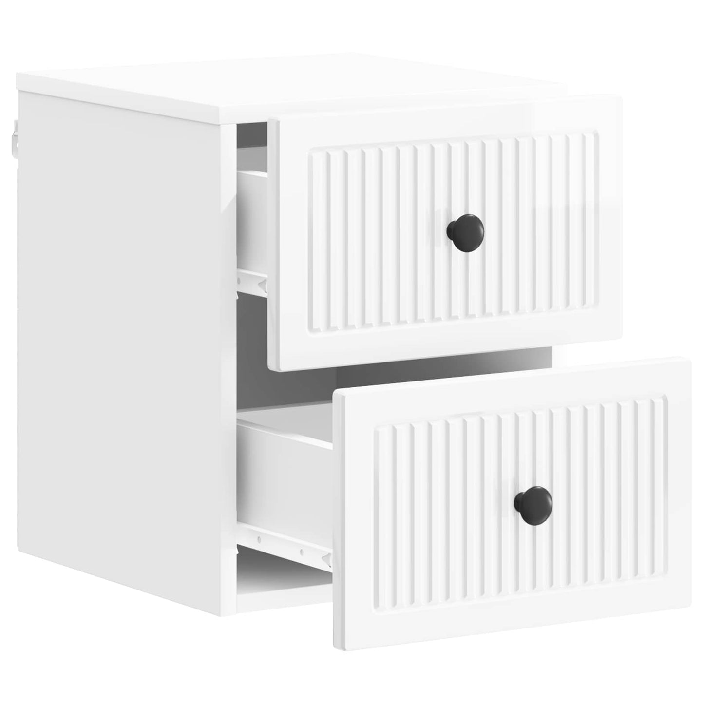 Wall-Mounted Bedside Cabinet with Drawer 2 pcs High Gloss White