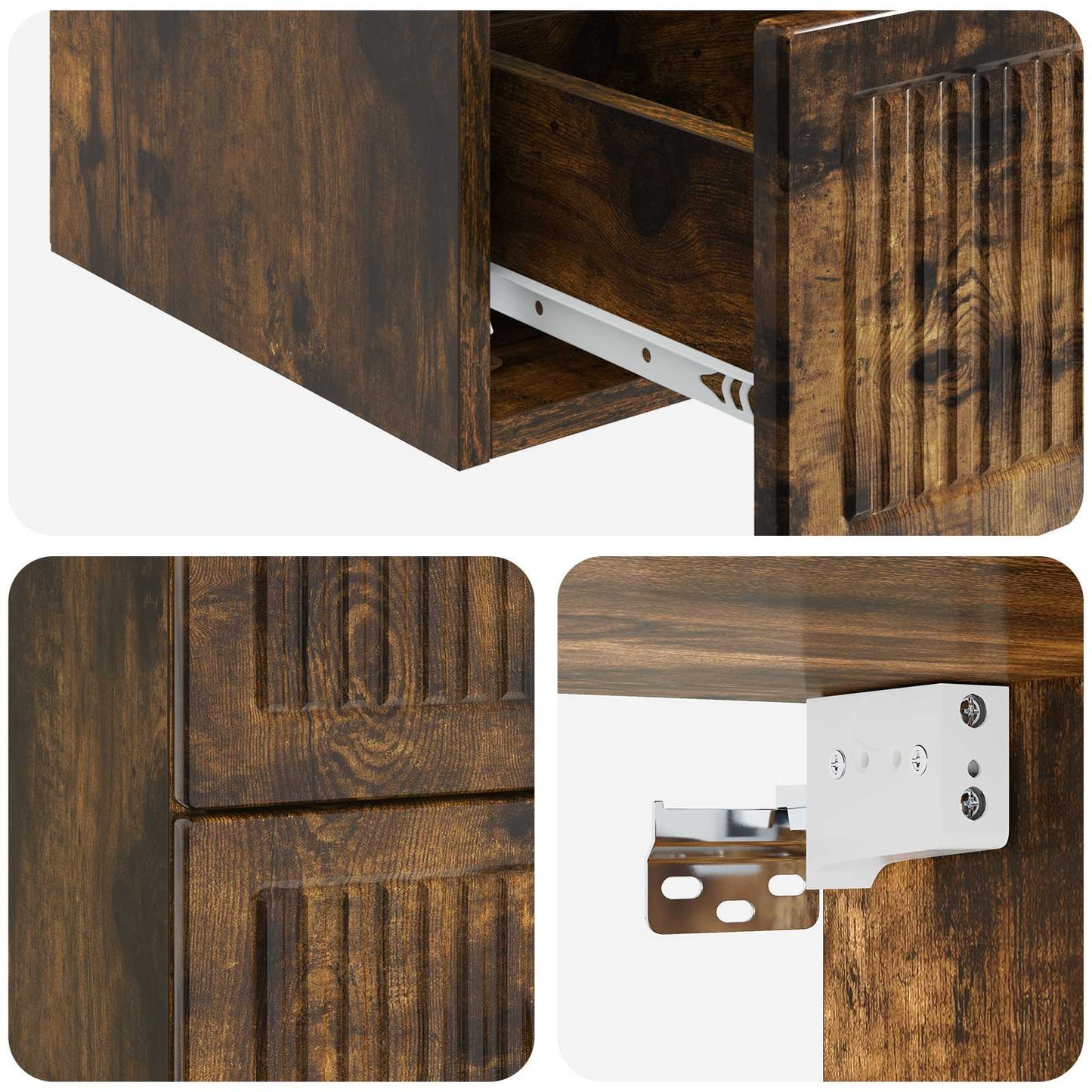 Wall-Mounted Bedside Cabinet 2 pcs Smoked Oak 33 x 34.5 x 40 cm
