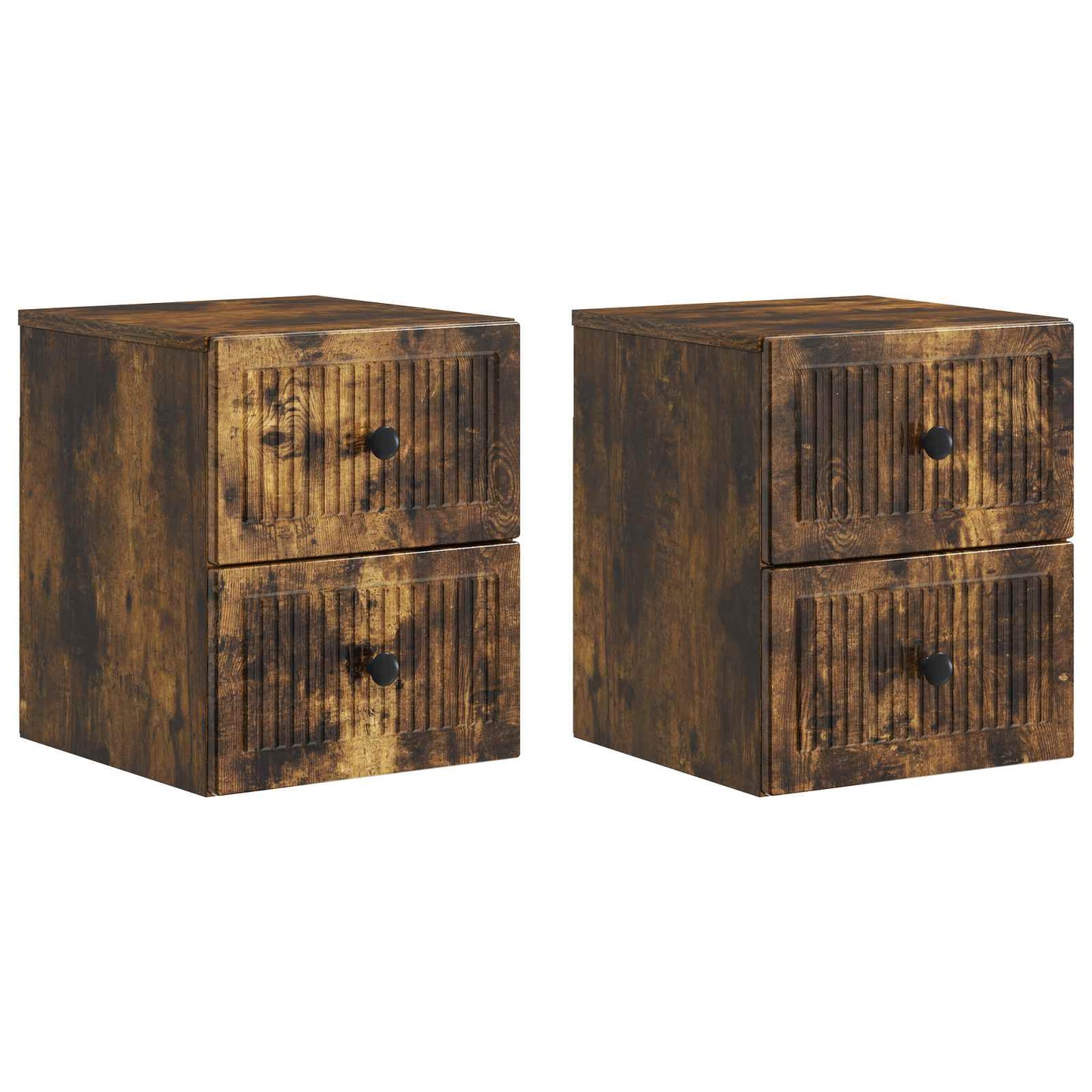 Wall-Mounted Bedside Cabinet 2 pcs Smoked Oak 33 x 34.5 x 40 cm