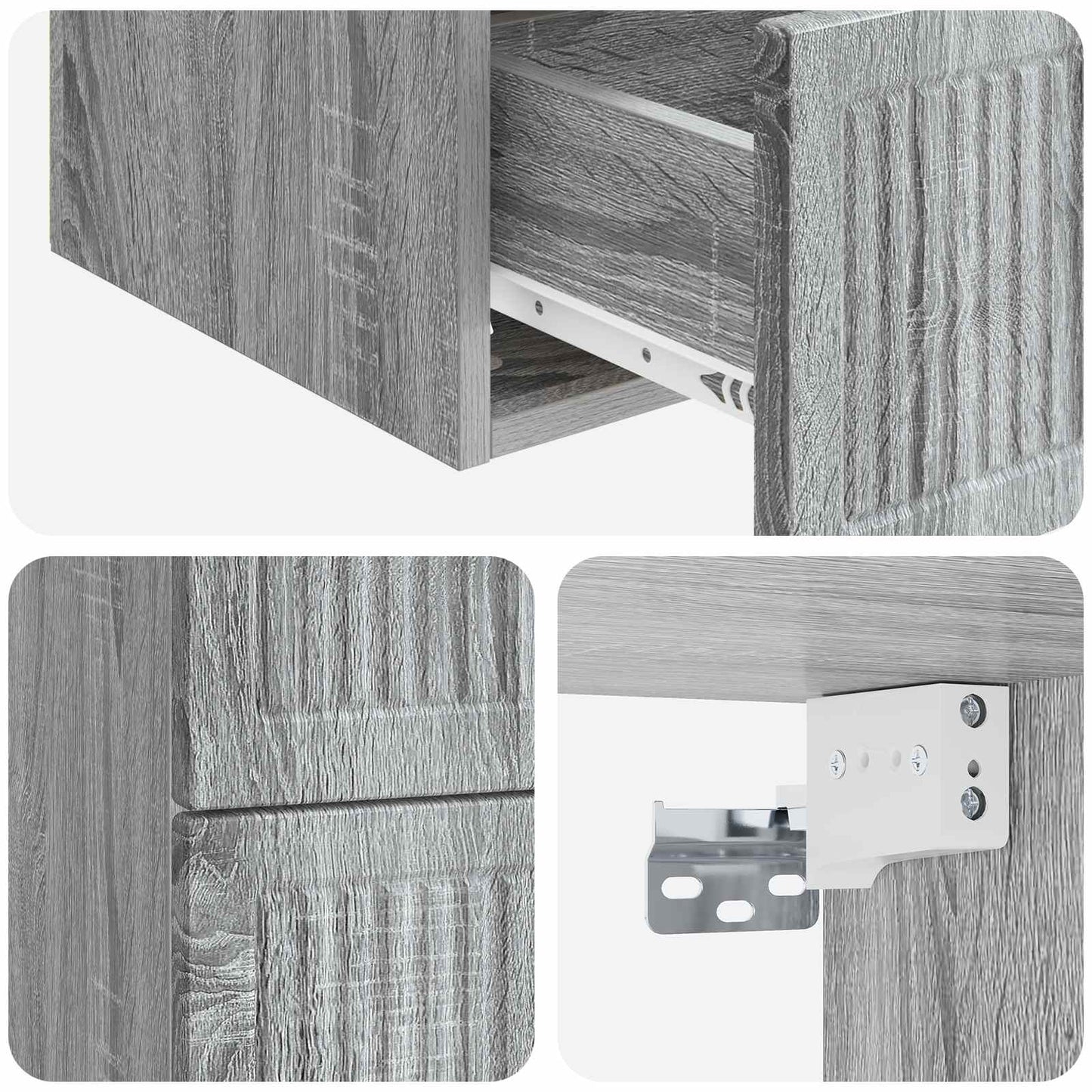 Wall-Mounted Bedside Cabinet 2 pcs Grey Sonoma Engineered Wood