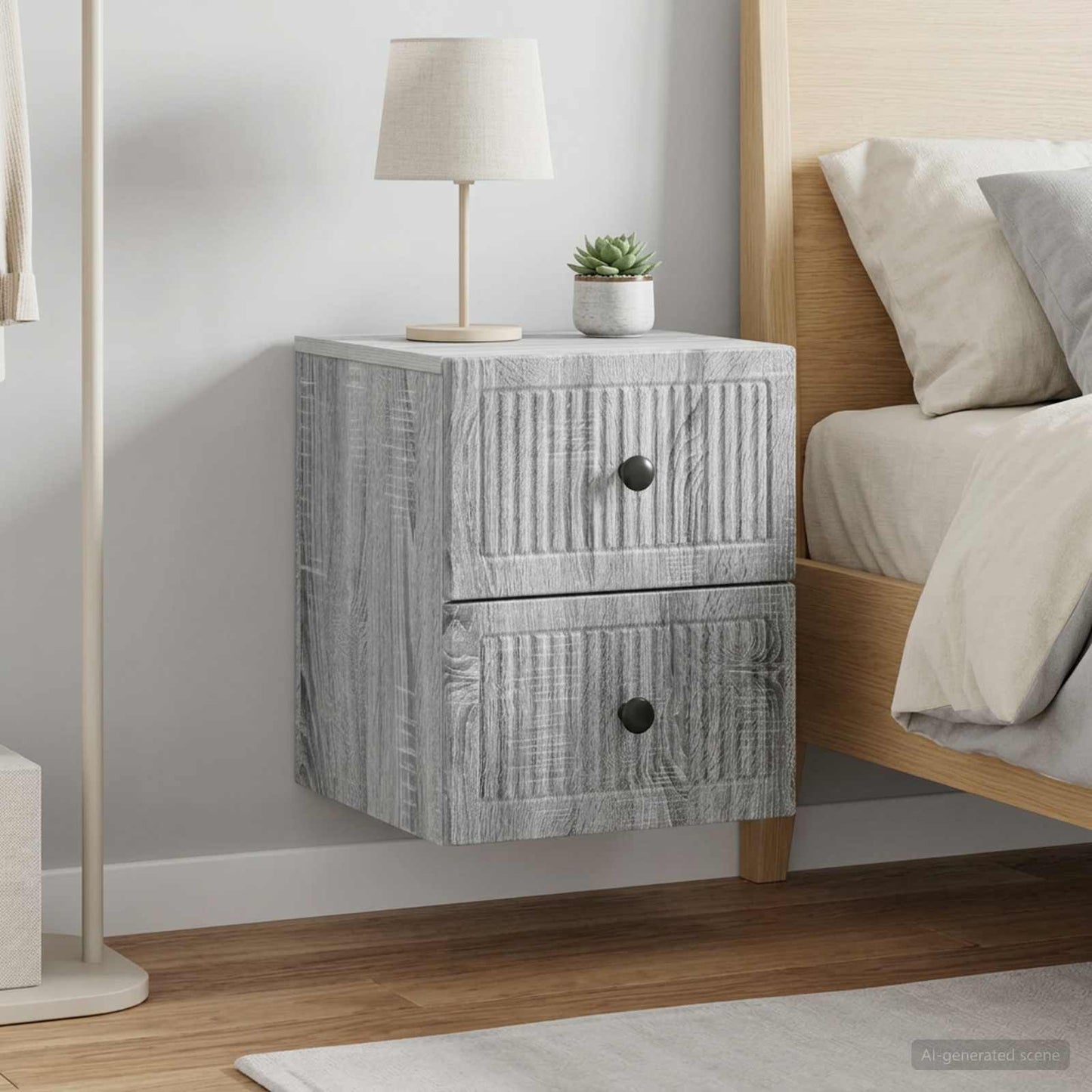 Wall-Mounted Bedside Cabinet 2 pcs Grey Sonoma Engineered Wood