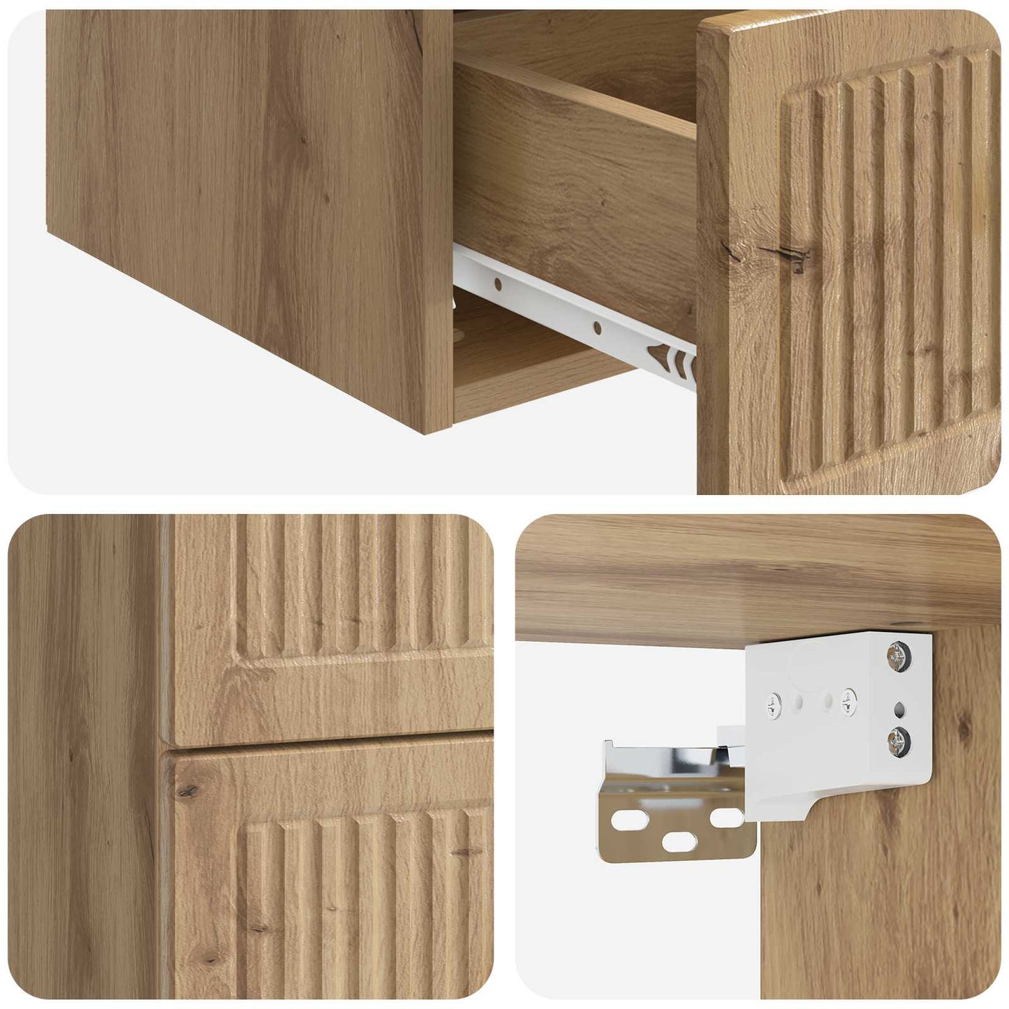 Wall-Mounted Bedside Cabinet 2 pcs Artisan Oak Engineered Wood