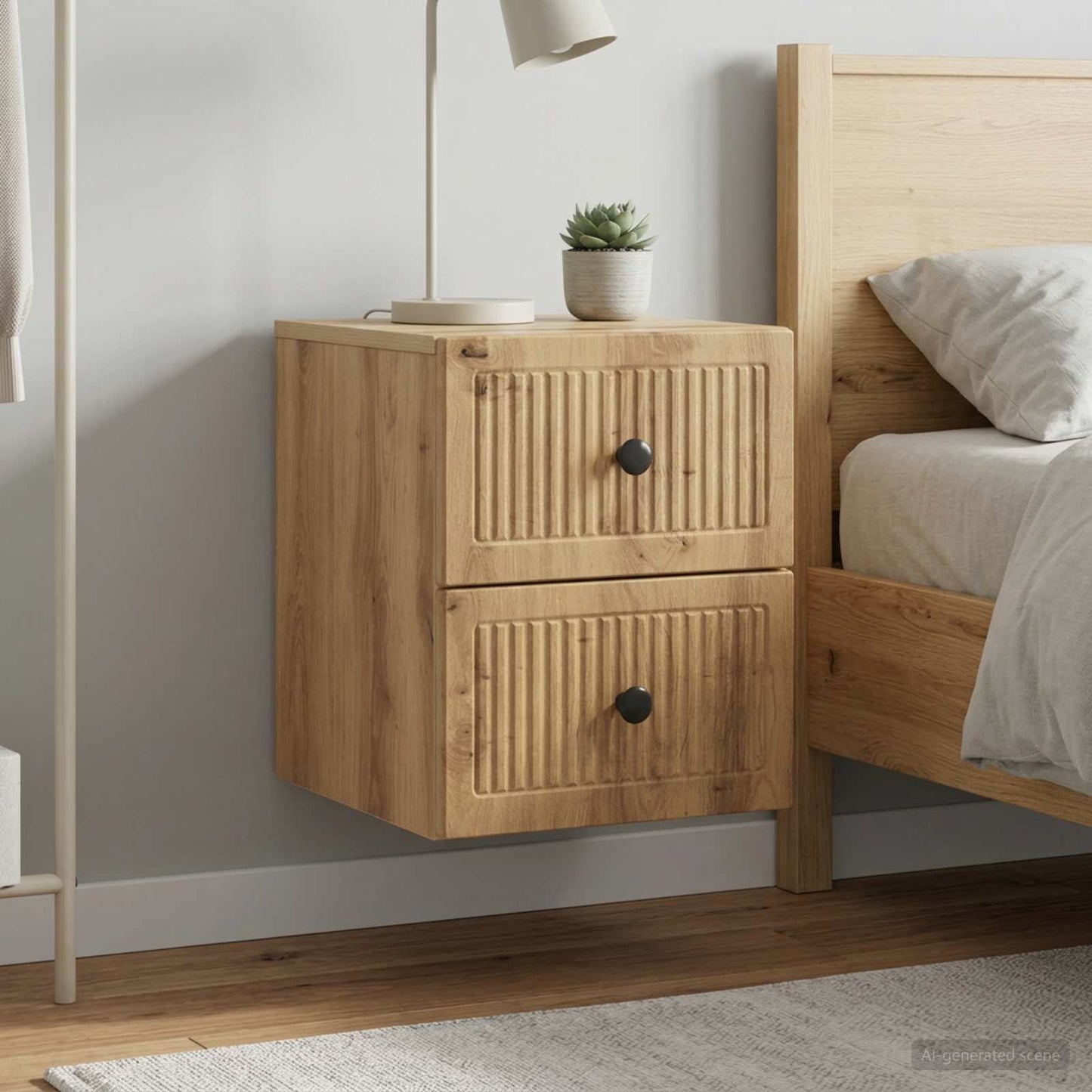Wall-Mounted Bedside Cabinet 2 pcs Artisan Oak