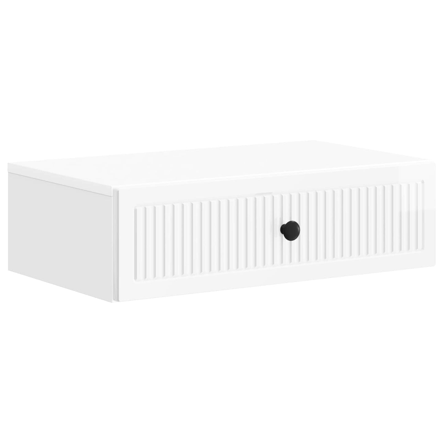 Wall-Mounted Side Table High Gloss White 59 x 34.5 x 17 cm