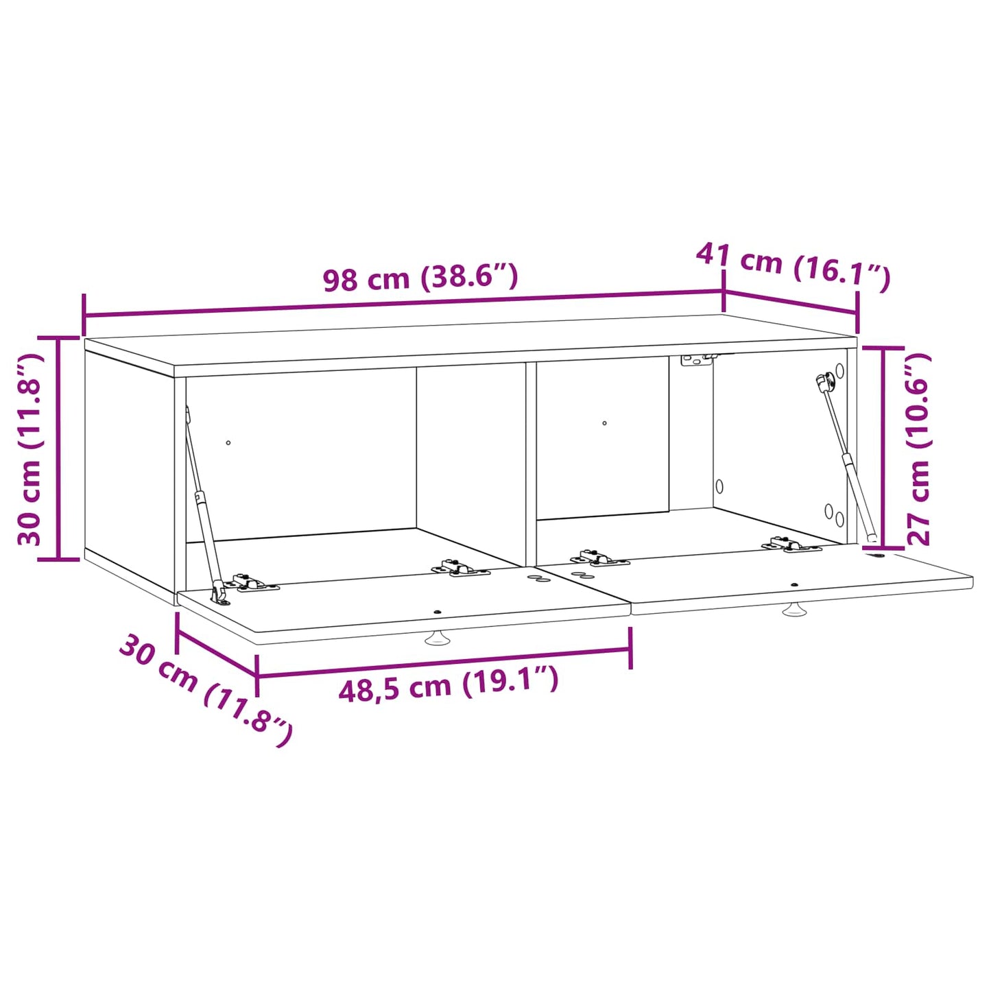 Wall-Mounted TV Cabinet Concrete Grey 98 x 41 x 30 cm