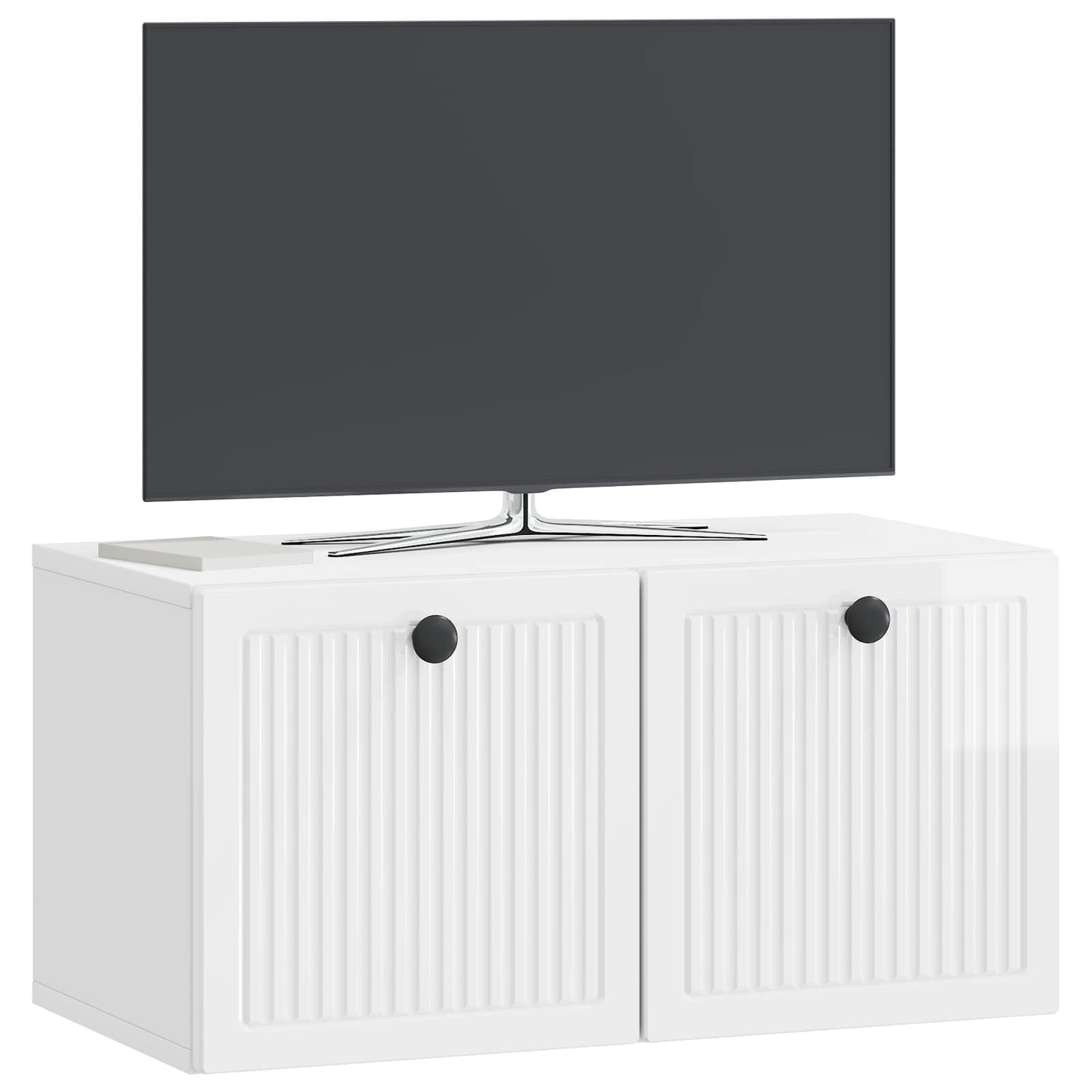 Wall-Mounted TV Cabinet High Gloss White 59.5 x 31 x 30 cm