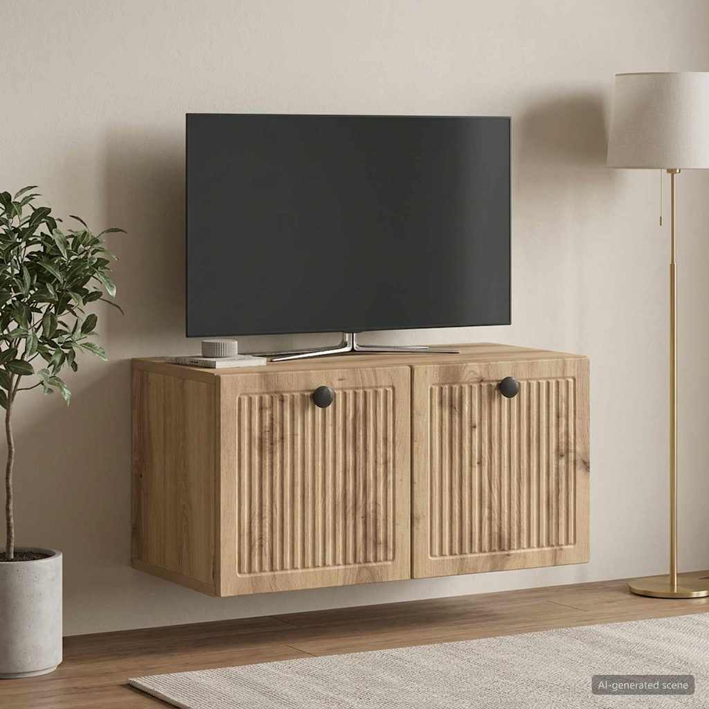 Wall-Mounted TV Cabinet 59.5 x 31 x 30 cm Artisan Oak