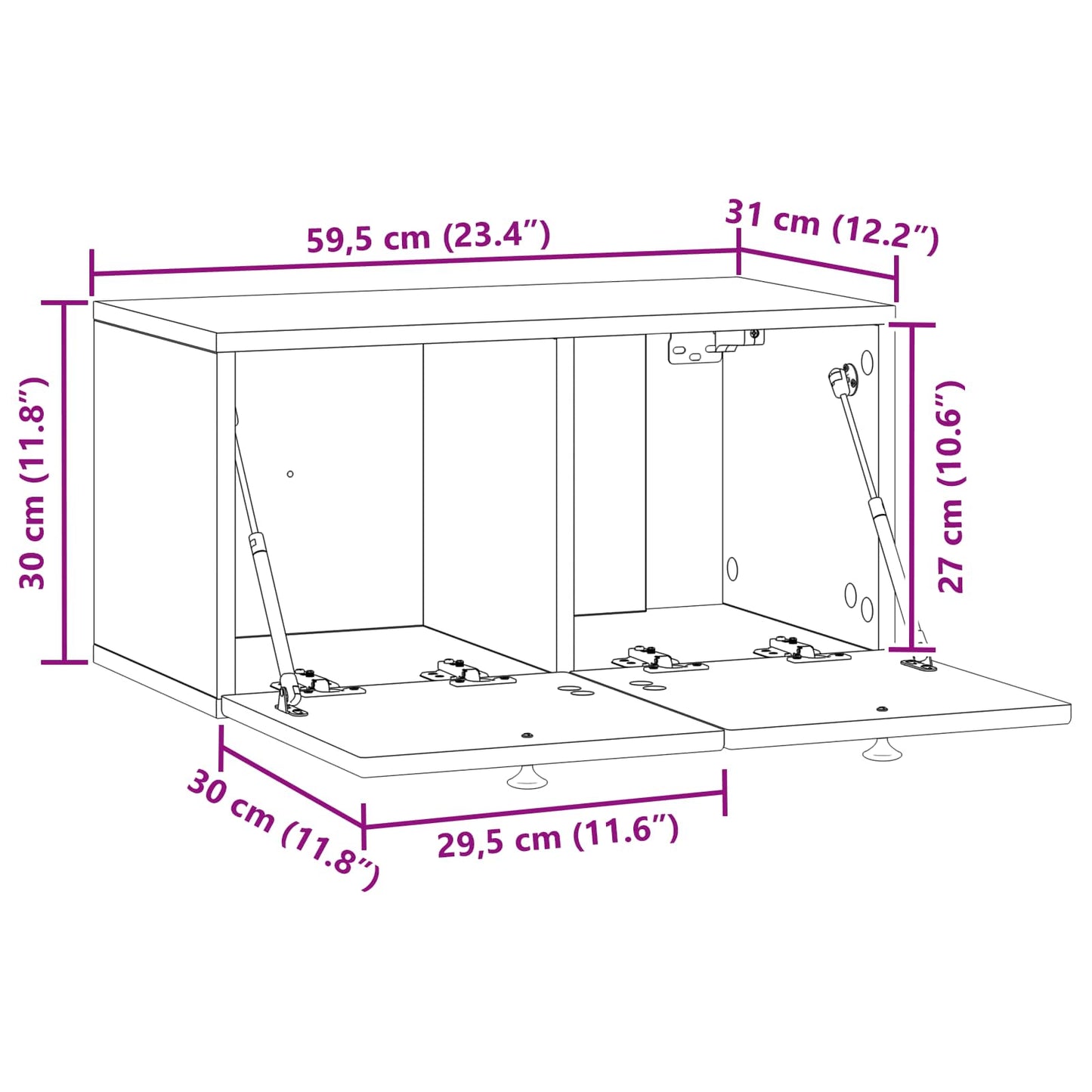 Wall-Mounted TV Cabinet Artisan Oak 59.5 x 31 x 30 cm
