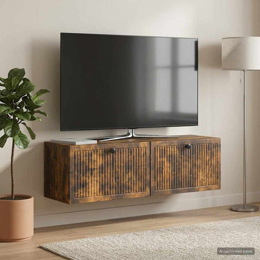Wall-Mounted TV Cabinet Wall-mounted Smoked Oak 98 x 31 x 30 cm
