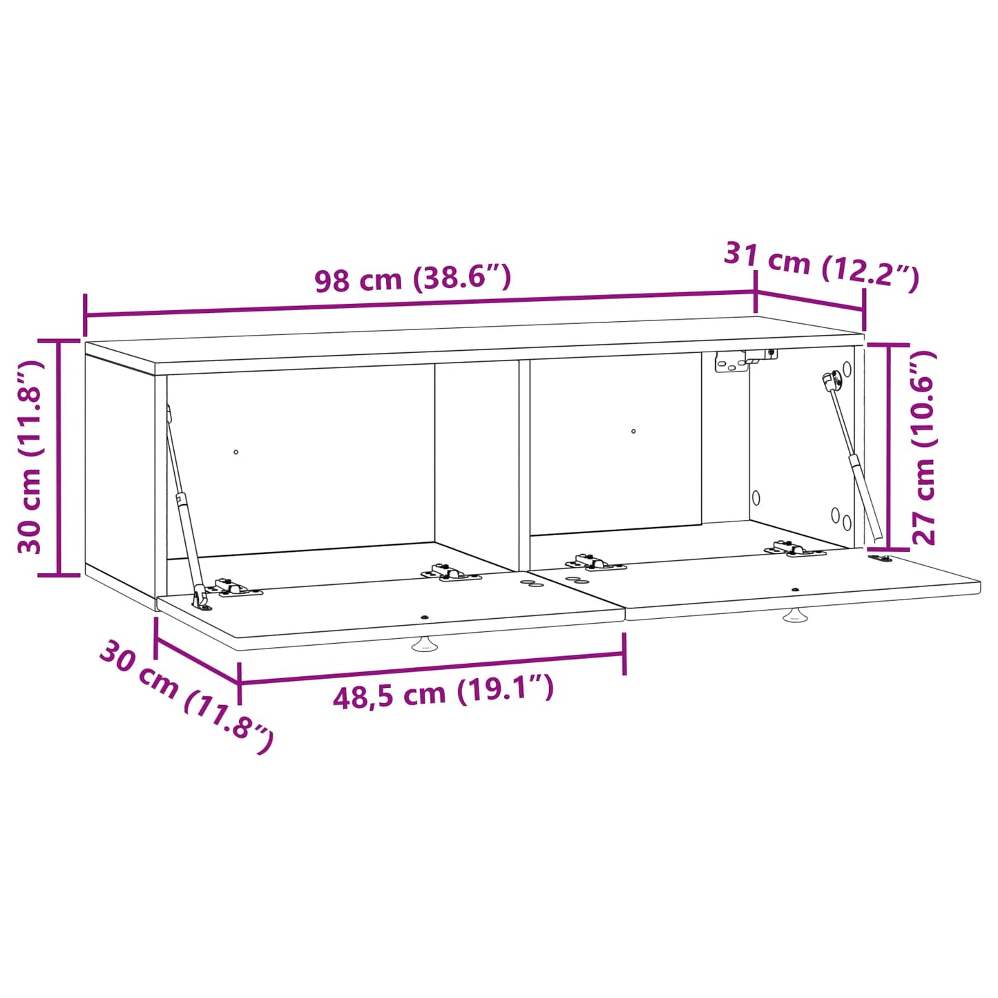 Wall-Mounted TV Cabinet Wall-mounted Old Wood 98 x 31 x 30 cm