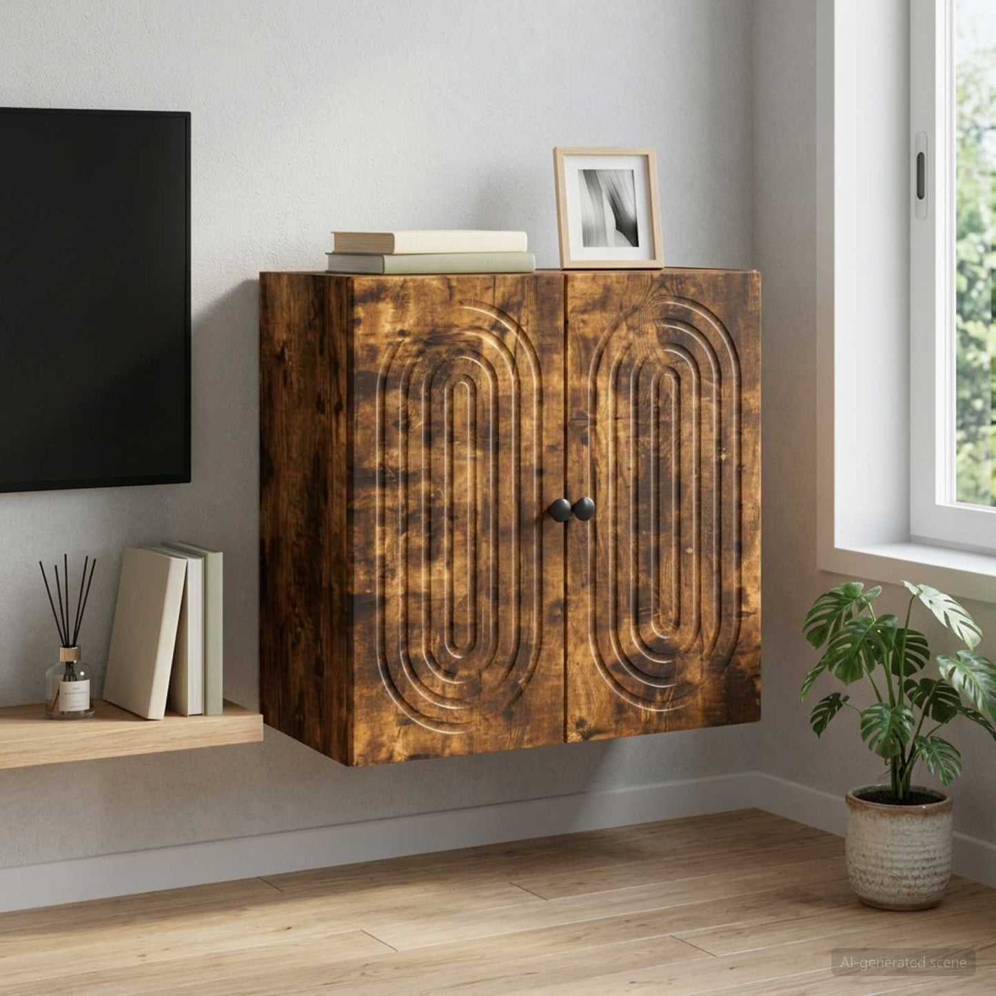 Wall-Mounted Cabinet Smoked Oak 59 x 31 x 60 cm Engineered Wood