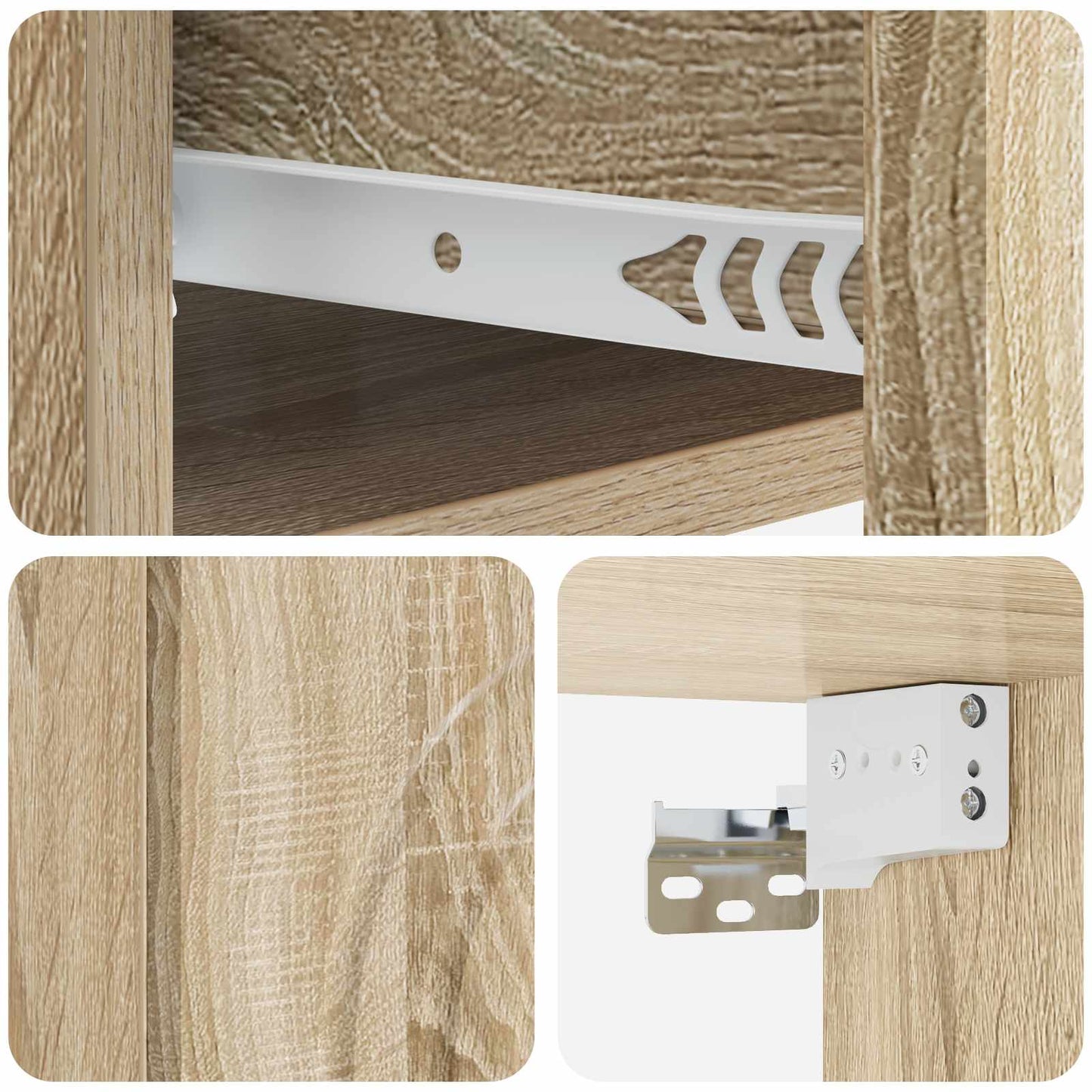 Wall-Mounted Bedside Cabinet Sonoma Oak 33 x 34.5 x 20 cm