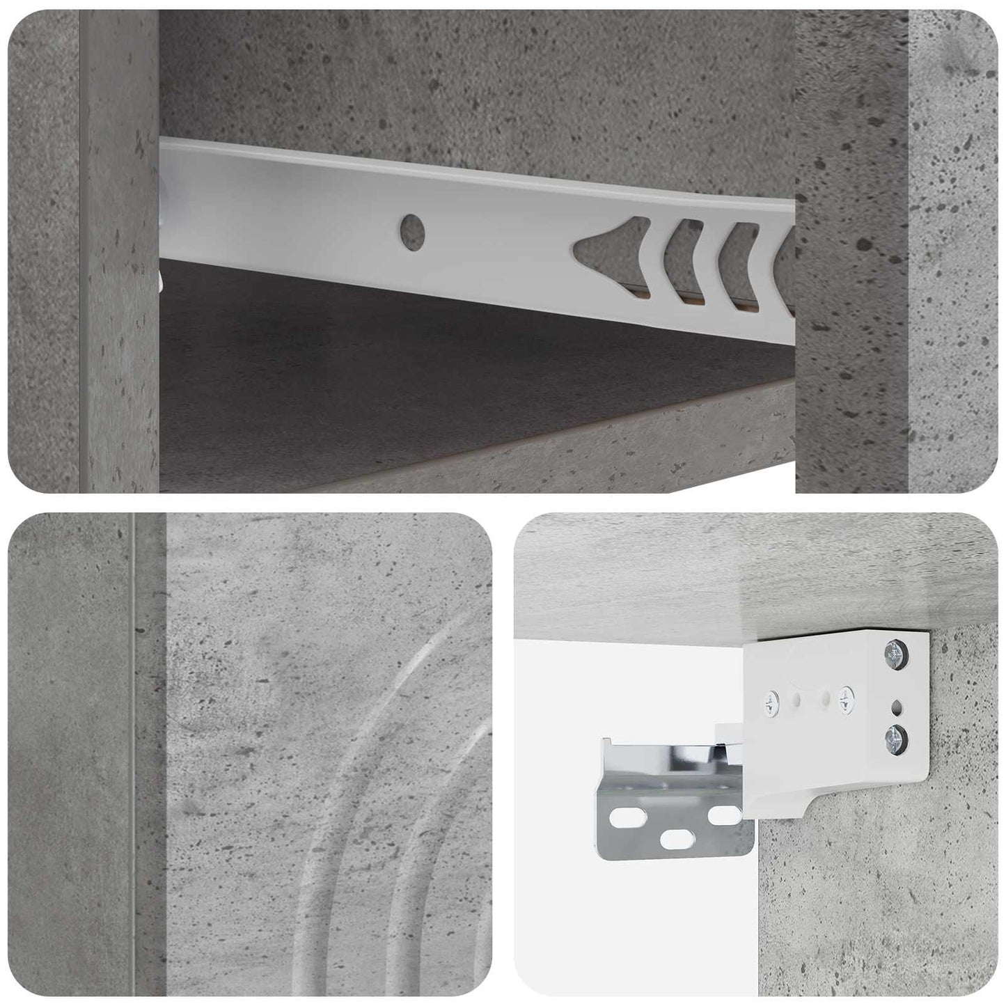 Wall-Mounted Bedside Cabinet with Drawer 2 pcs Concrete Grey