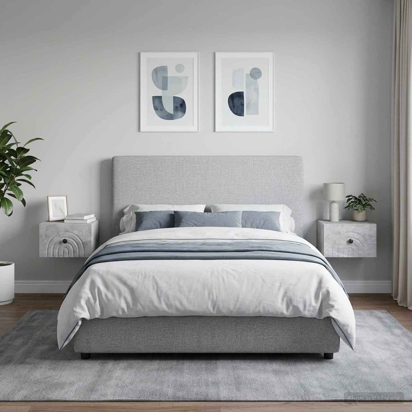 Wall-Mounted Bedside Cabinet with Drawer 2 pcs Concrete Grey