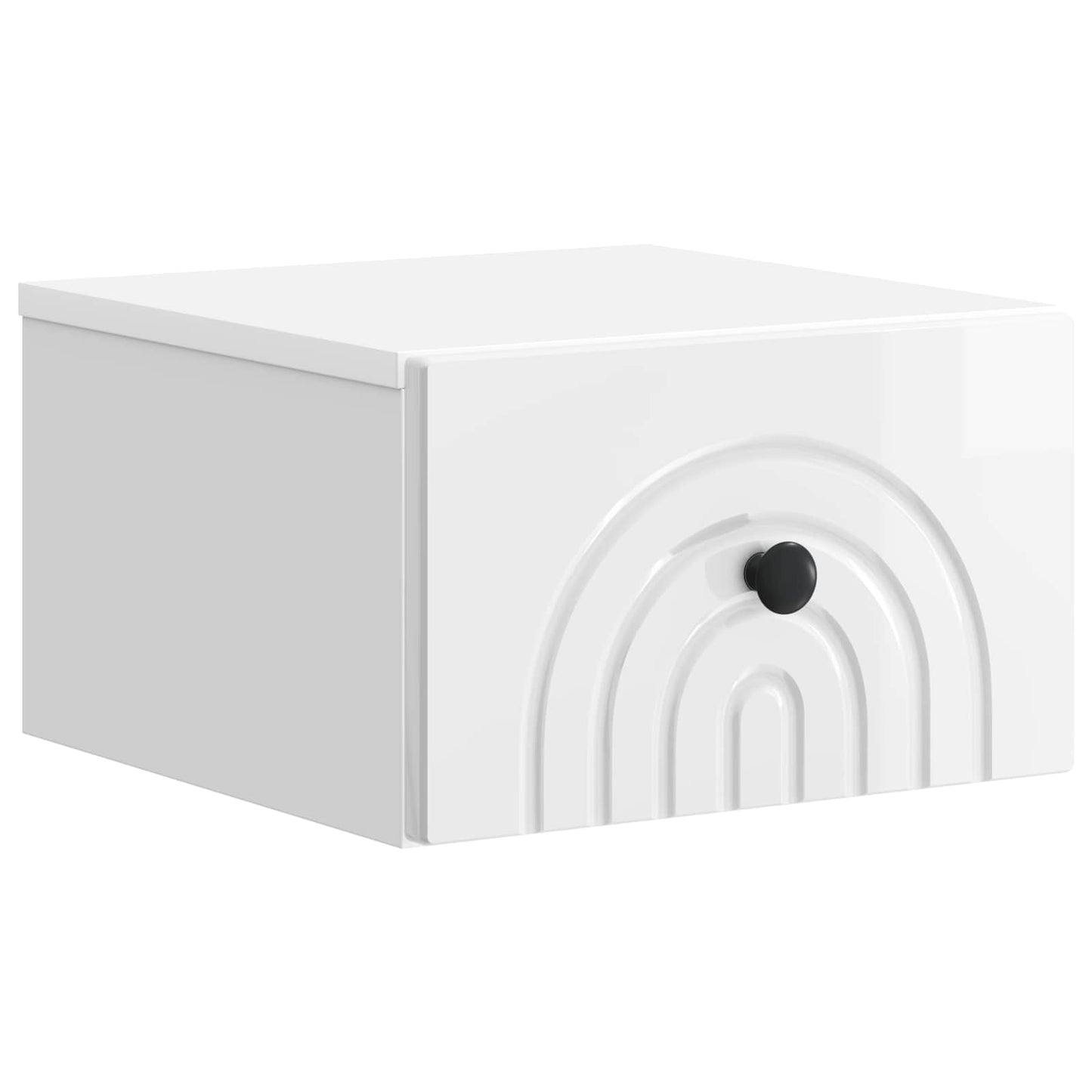 Wall-Mounted Bedside Cabinet with Drawer 2 pcs High Gloss White