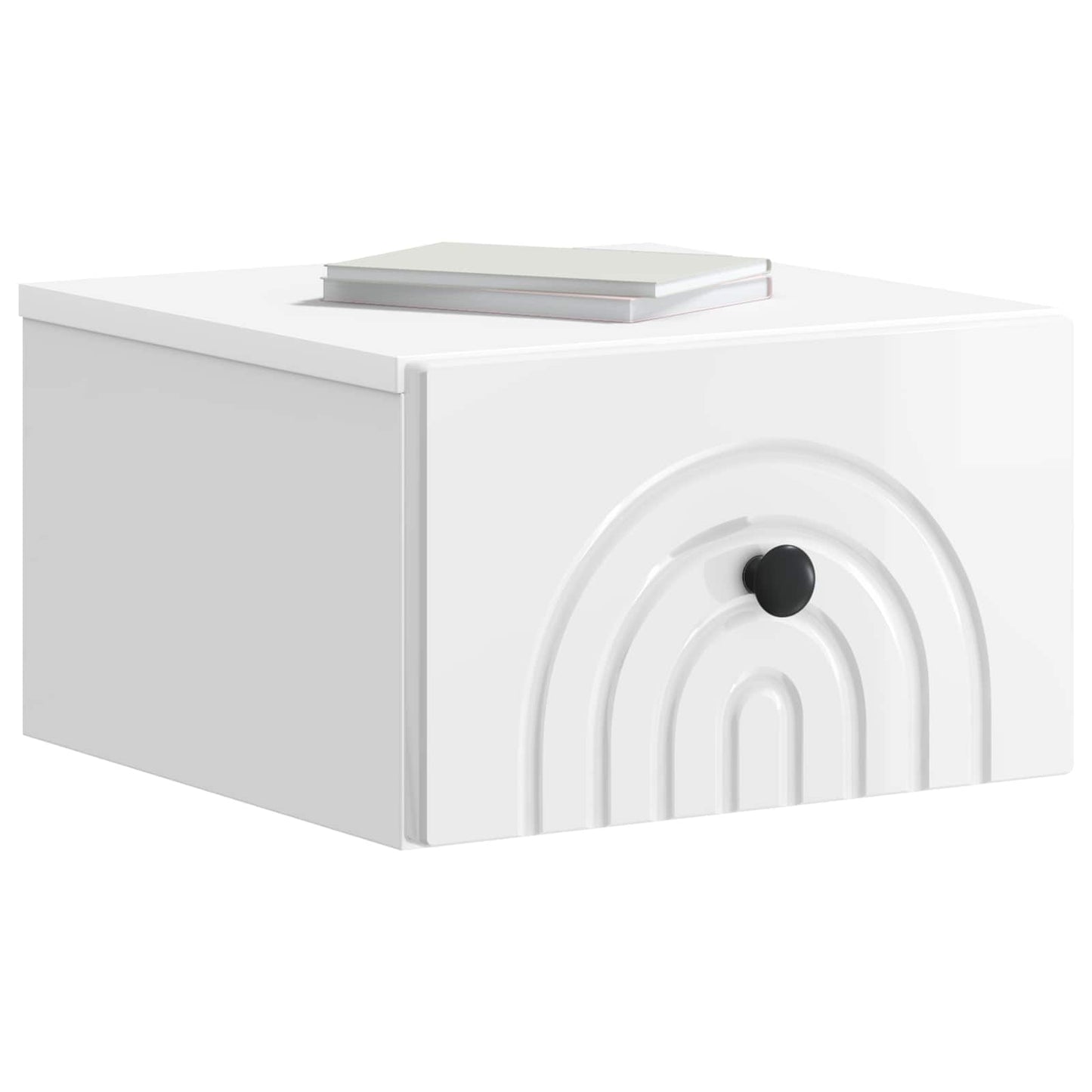 Wall-Mounted Bedside Cabinet with Drawer 2 pcs High Gloss White