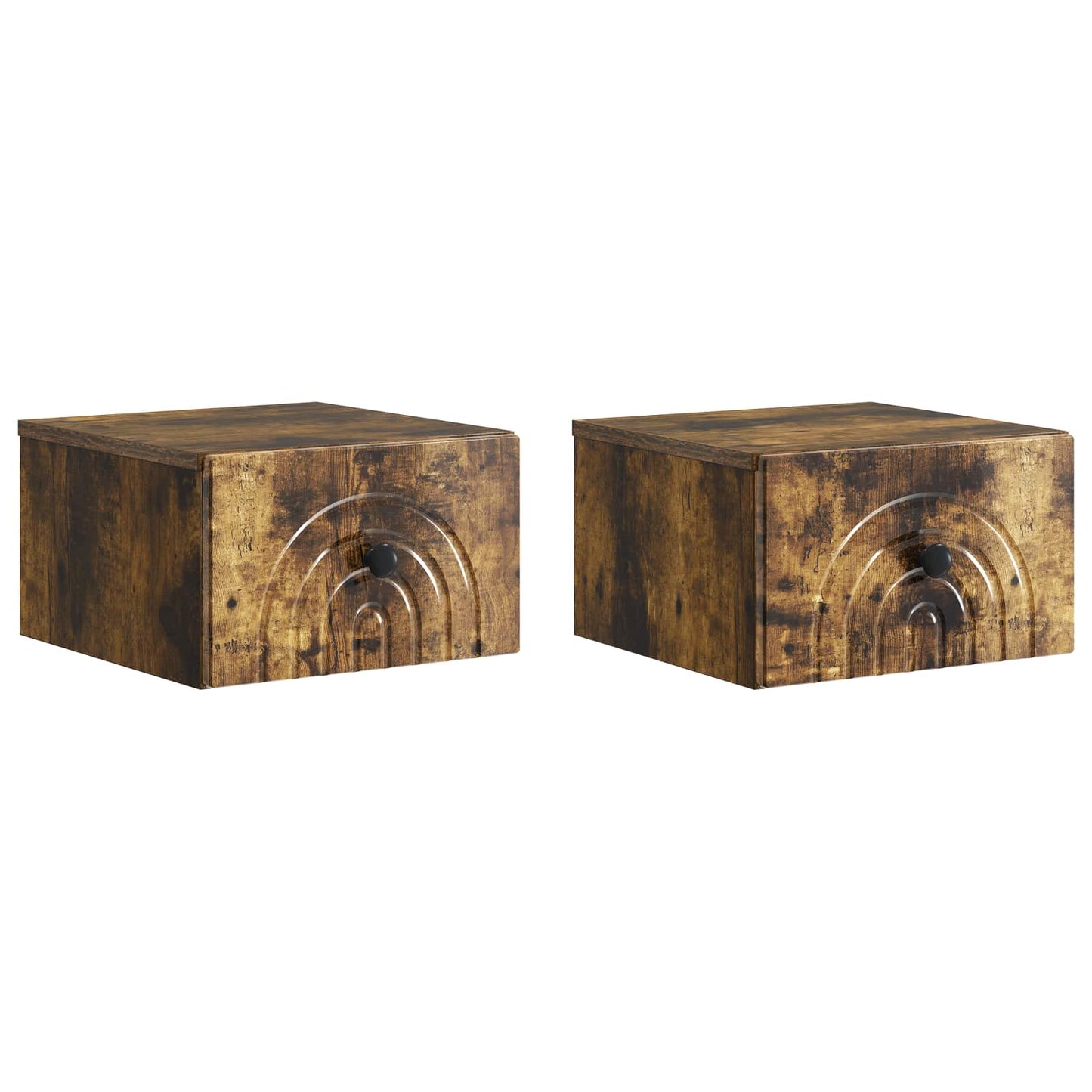 Wall-Mounted Bedside Cabinet 2 pcs Smoked Oak 33 x 34.5 x 20 cm