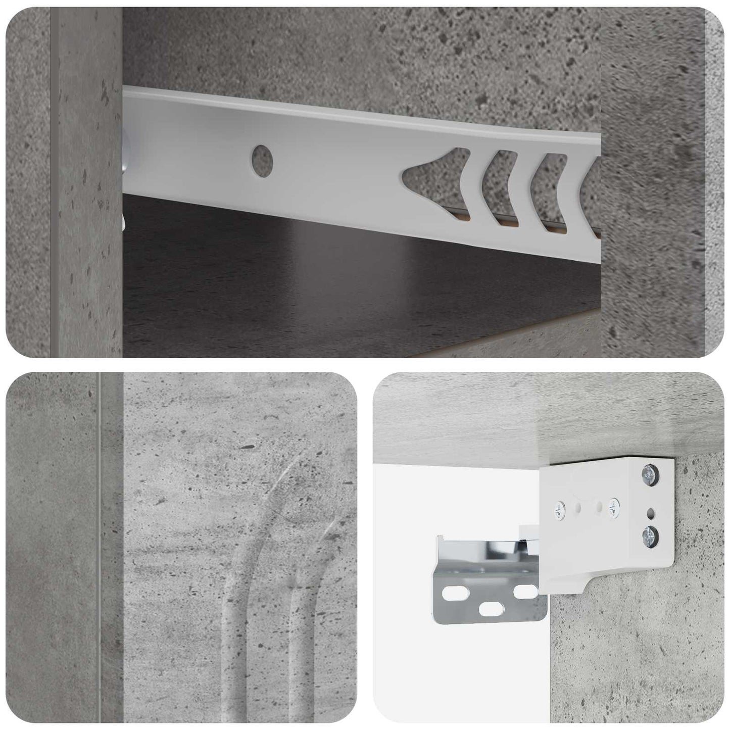 Wall-Mounted Bedside Cabinet 2 pcs Concrete Grey