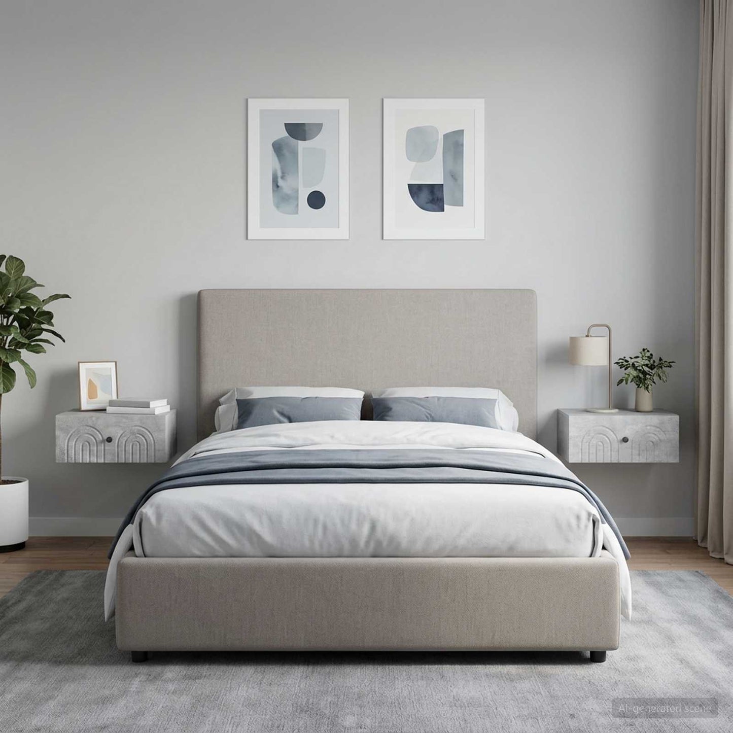 Wall-Mounted Bedside Cabinet with Drawer 2 pcs Concrete Grey