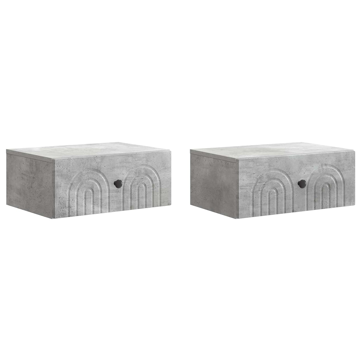 Wall-Mounted Bedside Cabinet with Drawer 2 pcs Concrete Grey