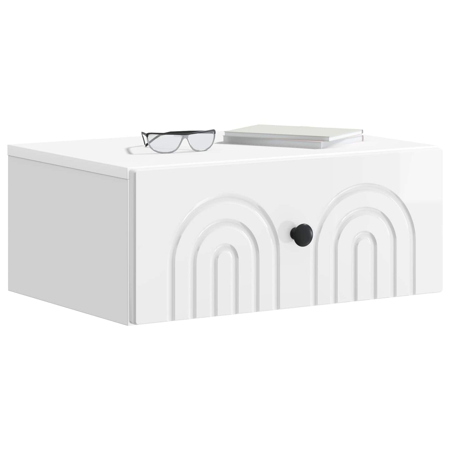 Wall-Mounted Bedside Cabinet with Drawer 2 pcs High Gloss White