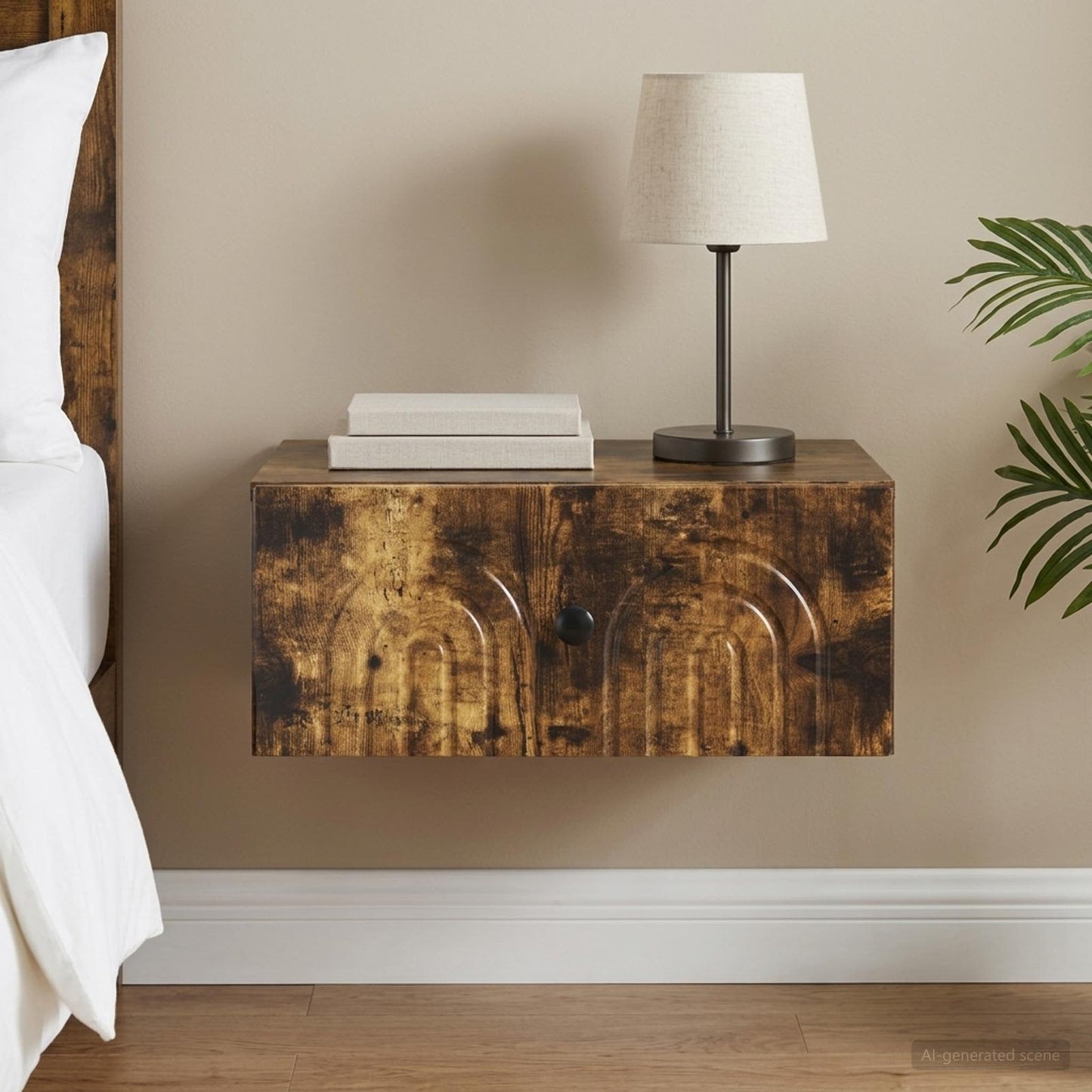 Wall-Mounted Bedside Cabinet Smoked Oak 49 x 34.5 x 20 cm