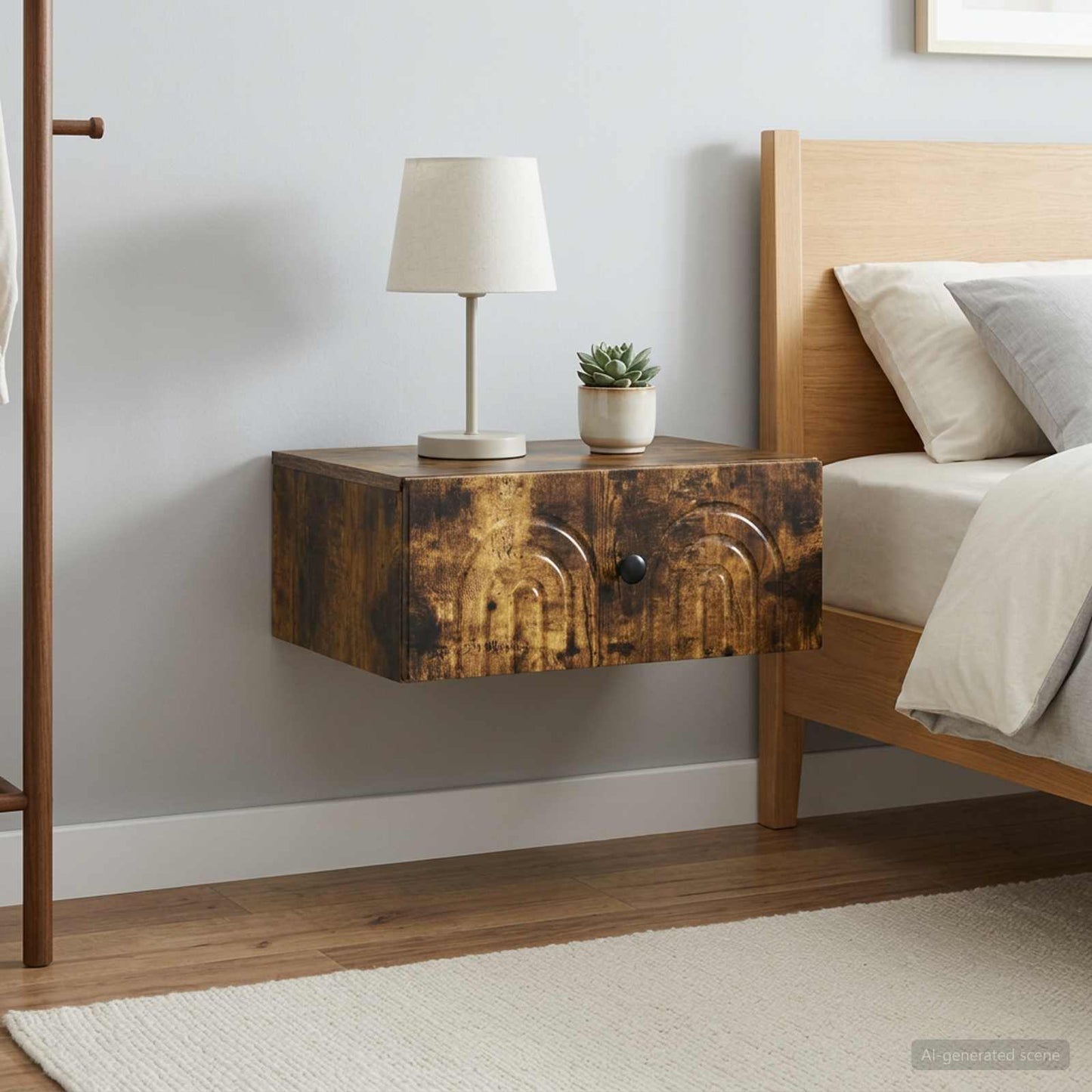 Wall-Mounted Bedside Cabinet 2 pcs Smoked Oak 49 x 34.5 x 20 cm