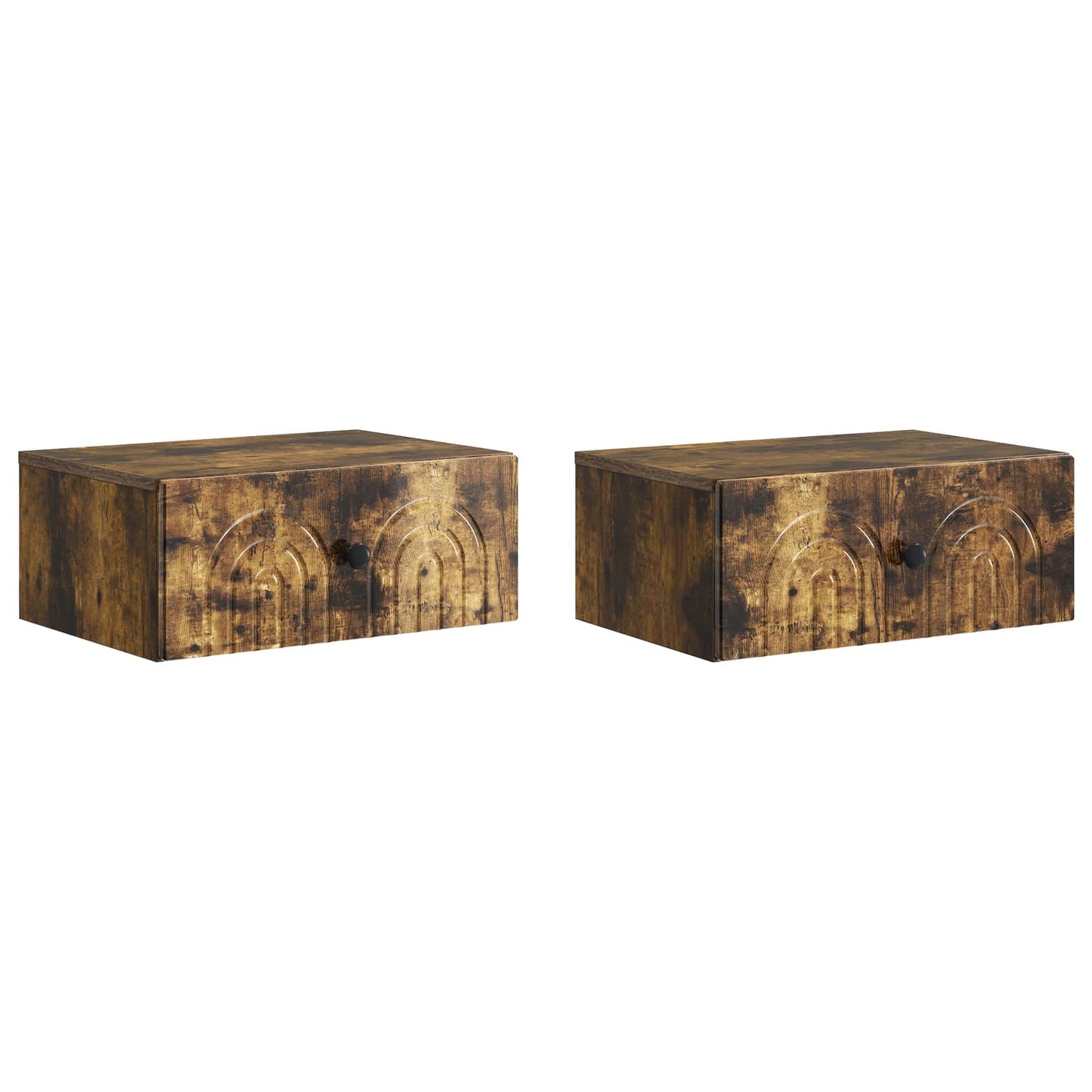 Wall-Mounted Bedside Cabinet 2 pcs Smoked Oak 49 x 34.5 x 20 cm
